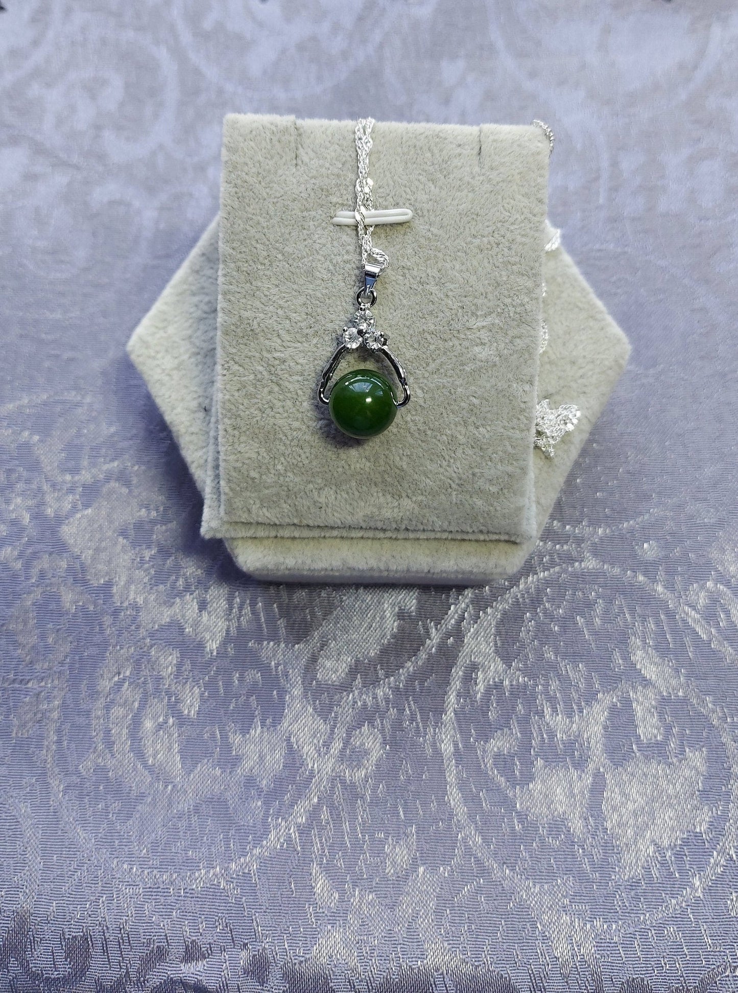 Jade for Cleansing, Detox, Anxiety, Calming and Fertility Crystal Healing 12mm Gemstone  Beaded Pendant