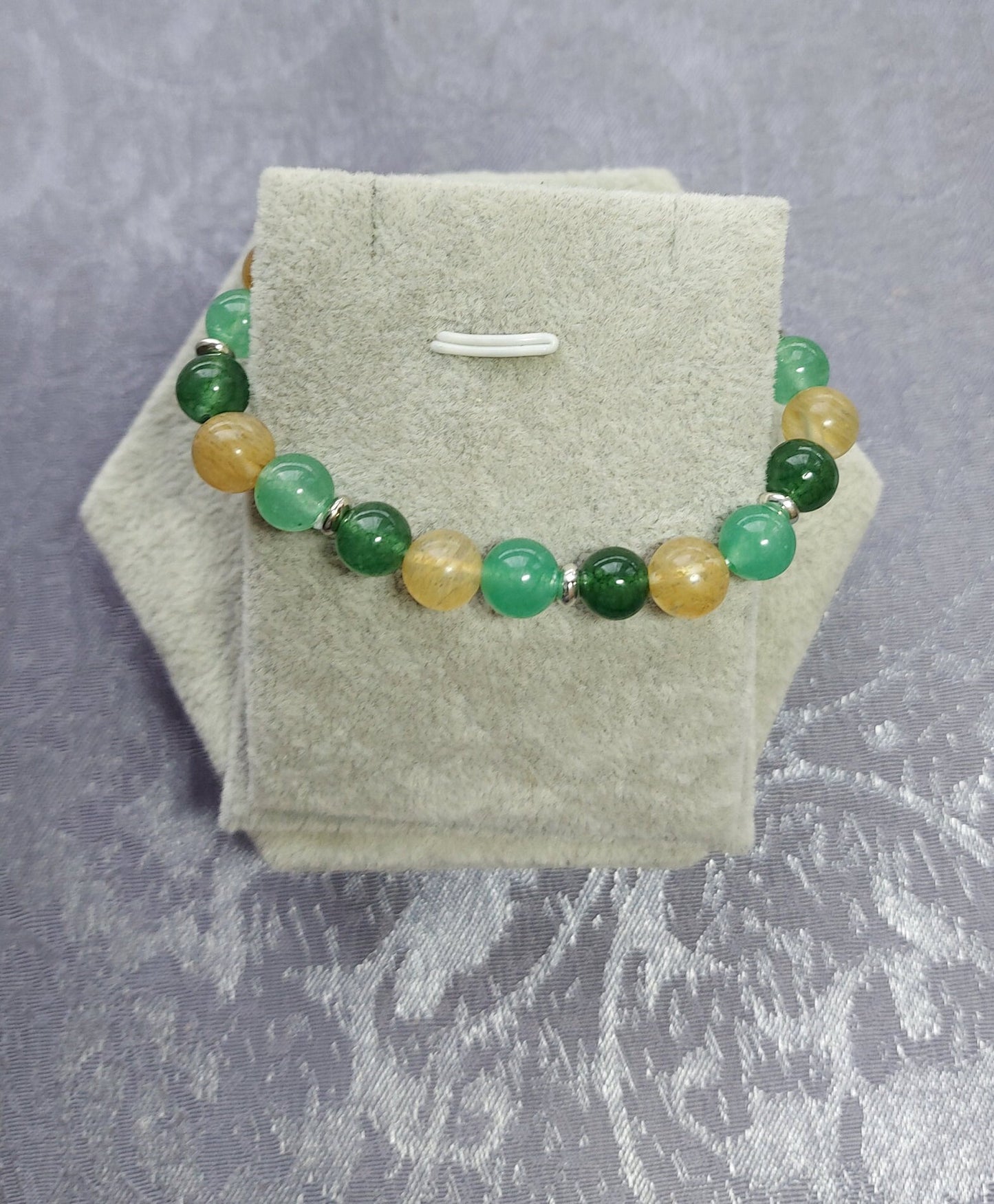 Citrine, Green Aventurine & Jade Crystal Gemstone Beaded Bracelet