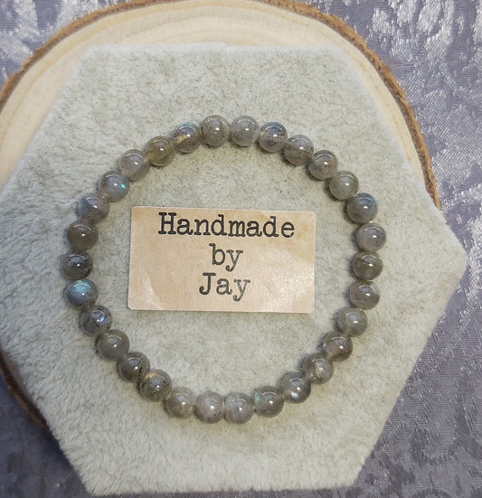 6mm Rainbow Moonstone Bracelet: Sterling Silver Crystal Healing Gemstone