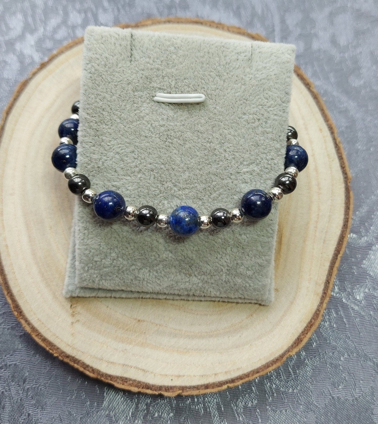 Lapis Lazuli Bio Magnetic Crystal Healing Gemstone Beaded Bracelet for Pain Relief & Metabolism