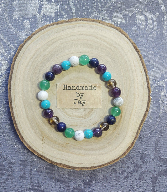 8mm Heaches and Insomnia Support Crystal Gemstone Beaded Bracelet