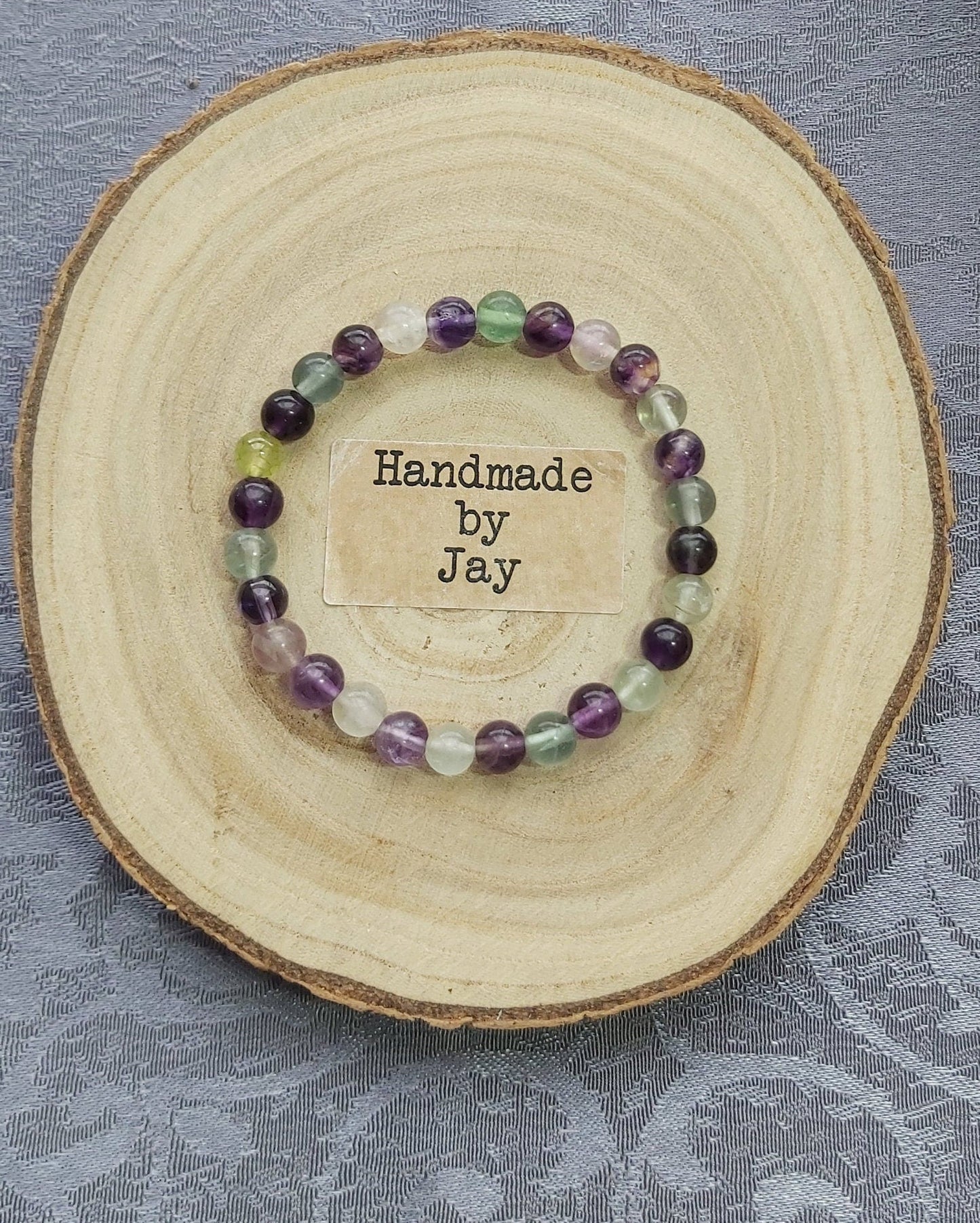Vertigo, Dizziness, Insomnia and Balance Issues 6mm Fluorite Crystal Healing Gemstone Beaded Bracelet Reiki Chakra