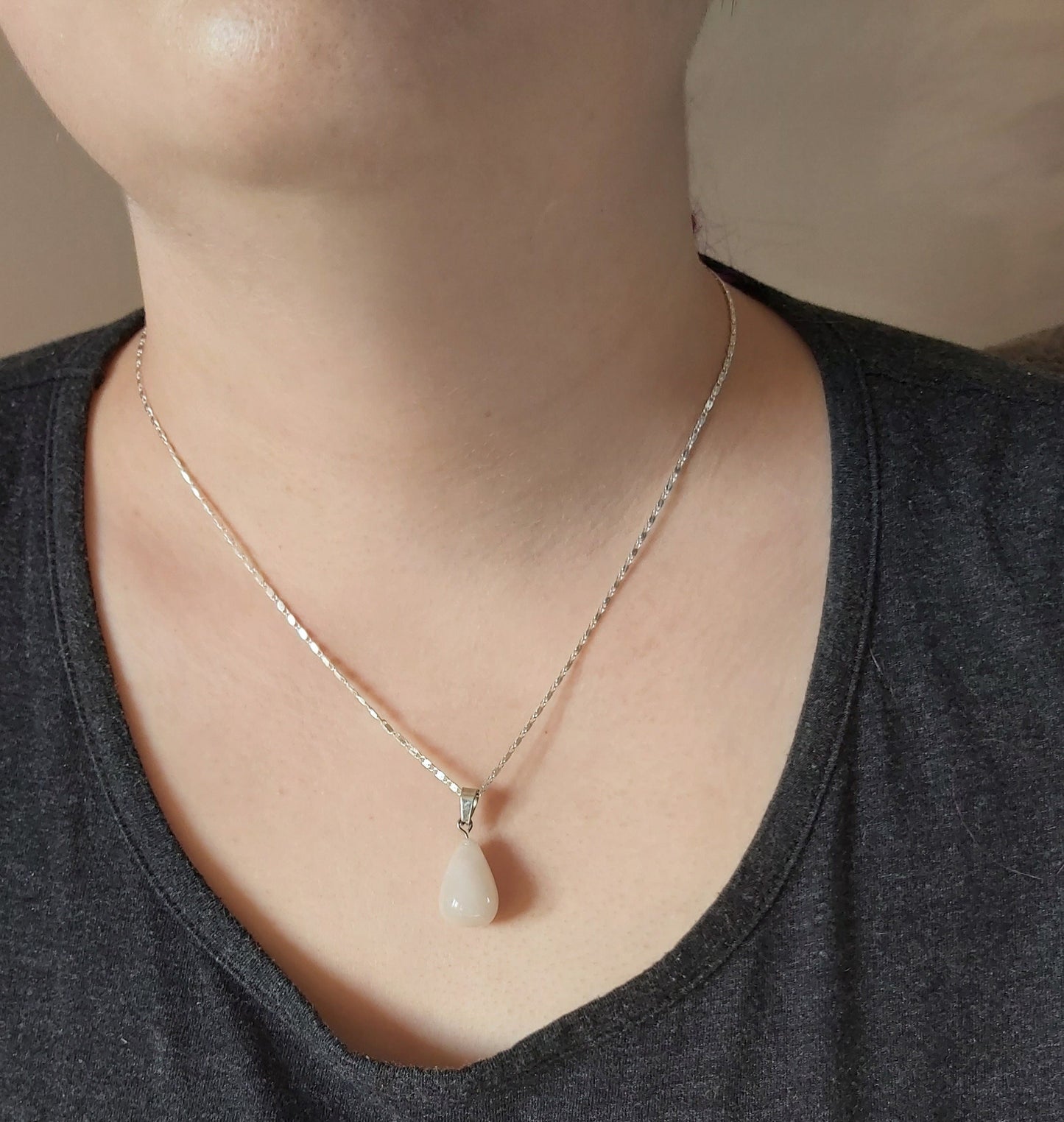 Rose Quartz Crystal Gemstone Pear  Heart Chakra Pendant for Love and Self-esteem