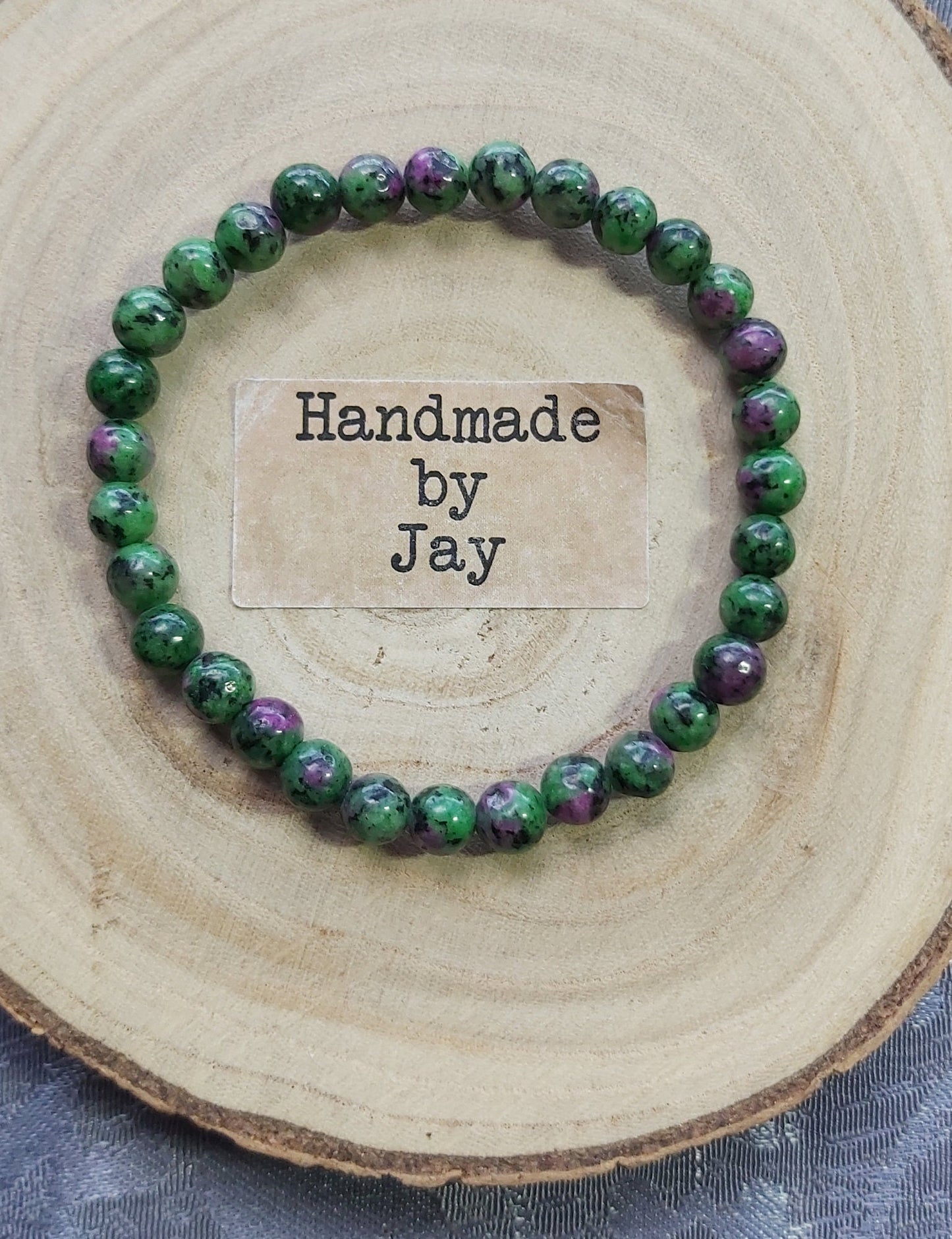 Handmade 6mm AAA Ruby in Zoisite Crystal Healing Beaded Bracelet for Detox, Low Mood, Panic Attacks, Immune System and Grounding