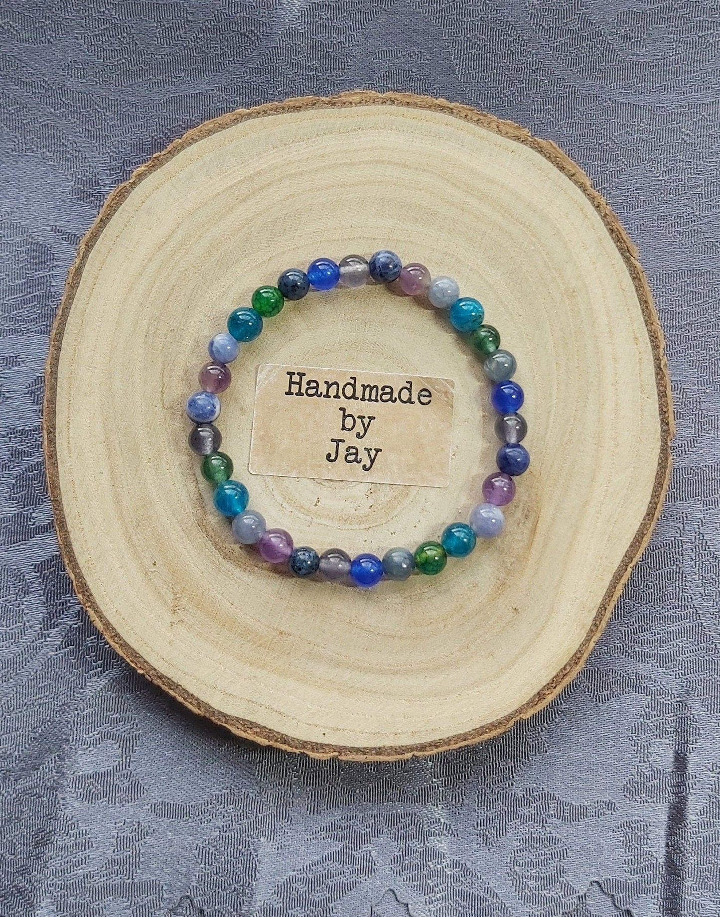 6mm Kyanite, Apatite, Amethyst, Iolite, Green Tourmaline Crystal Gemstone  Beaded Bracelet