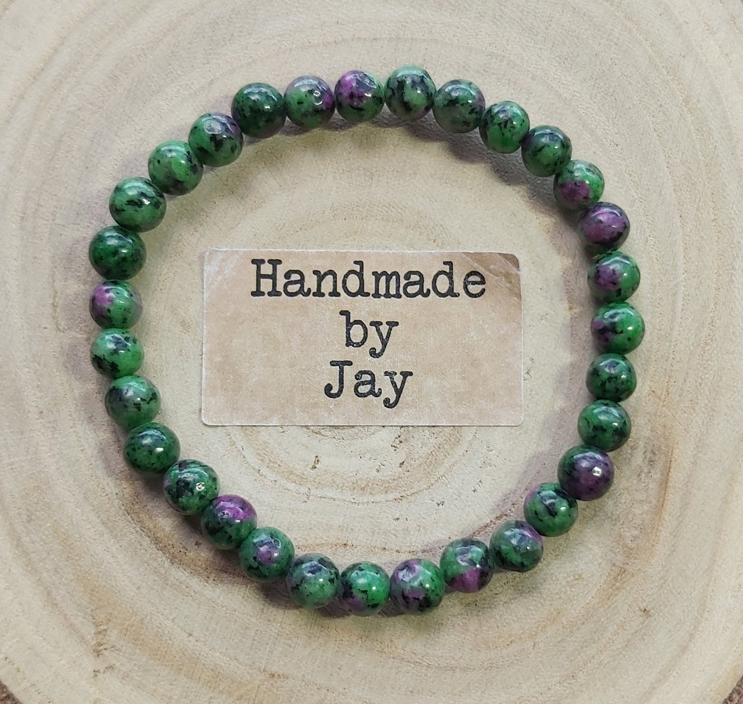 Handmade 6mm AAA Ruby in Zoisite Crystal Healing Beaded Bracelet for Detox, Low Mood, Panic Attacks, Immune System and Grounding