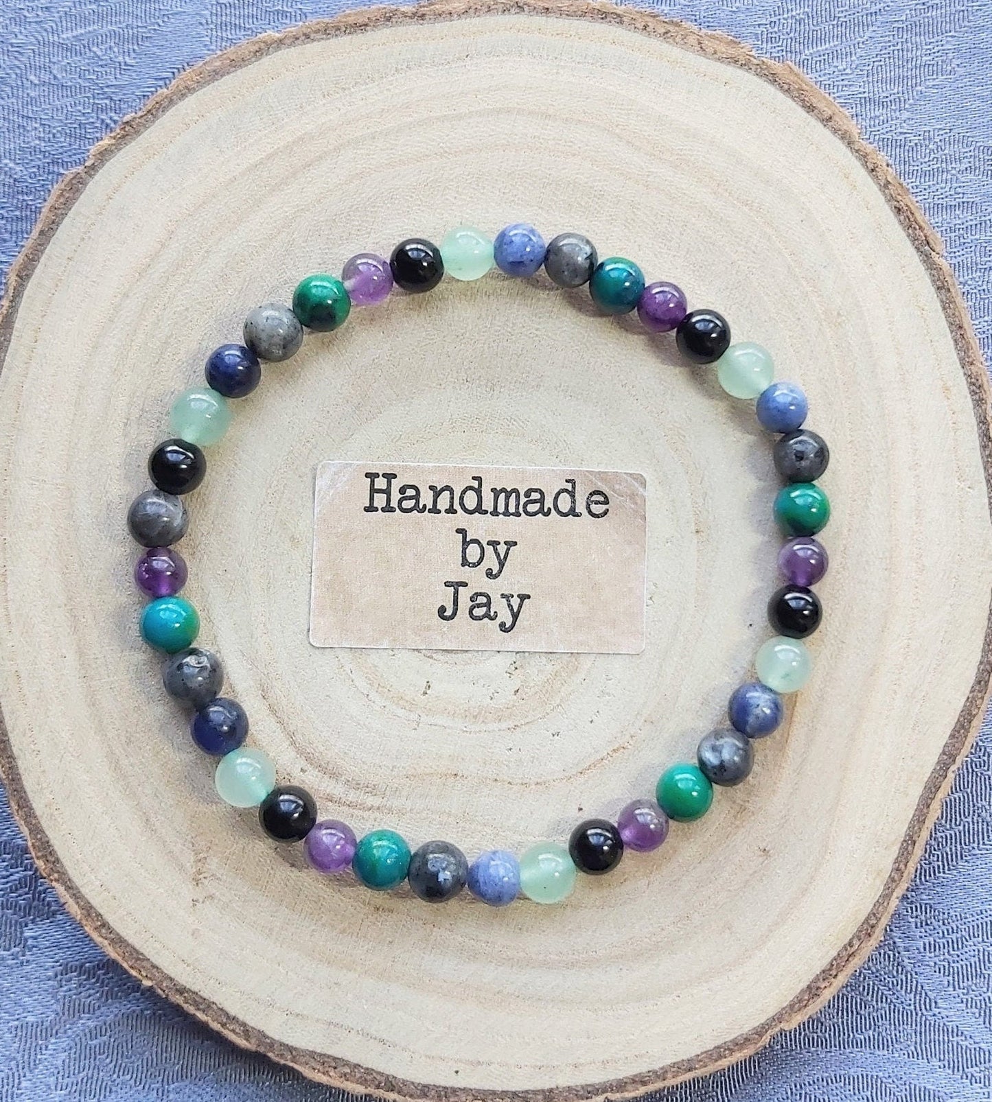 6mm Labradorite, Sodalite, Green Aventurine, Chrysocolla Crystal Beaded Gemstone Bracelet