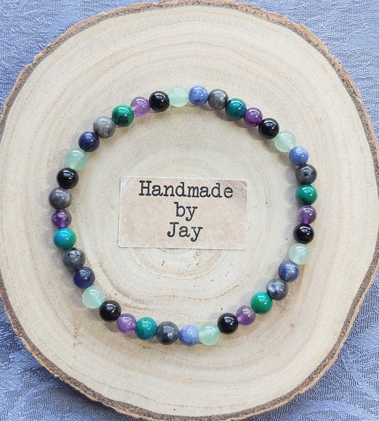 6mm Labradorite, Sodalite, Green Aventurine, Chrysocolla Crystal Beaded Gemstone Bracelet