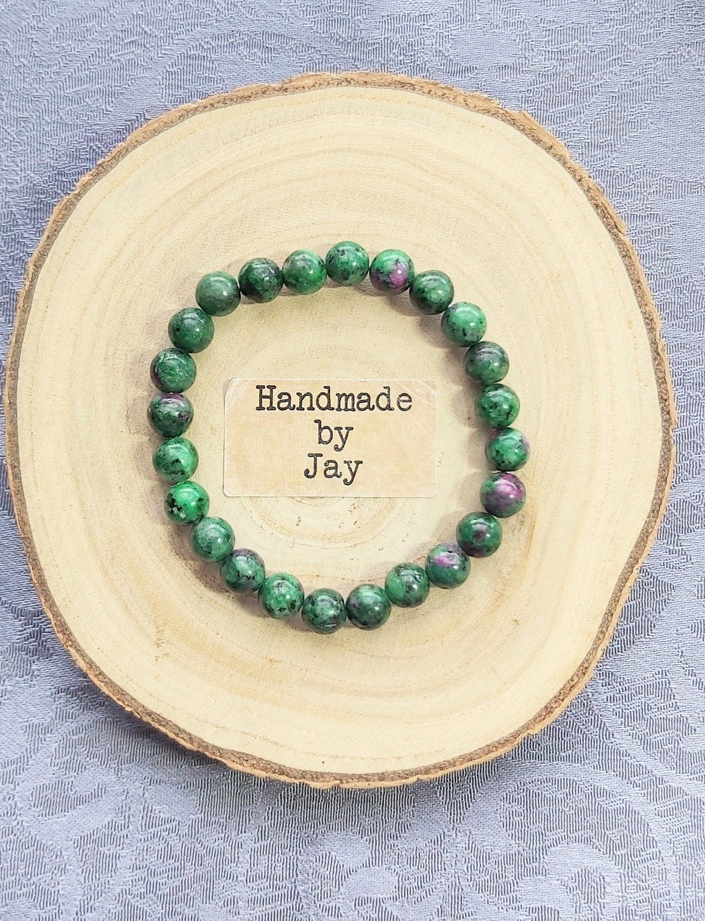 Ruby Zoisite Bracelet: 8mm Crystal Gemstone