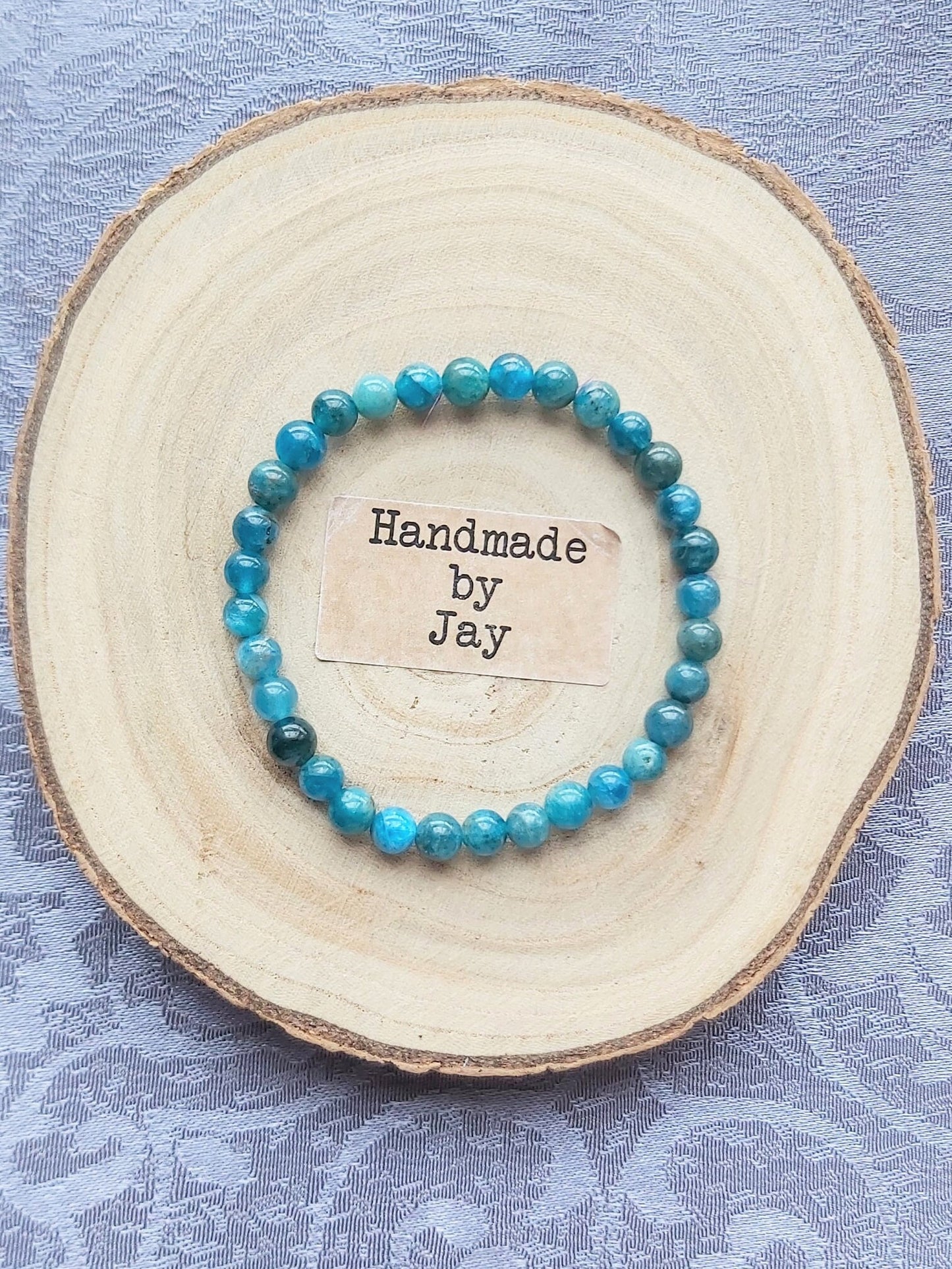 6mm Apatite Crystal Gemstone Beaded Bracelet Chakra