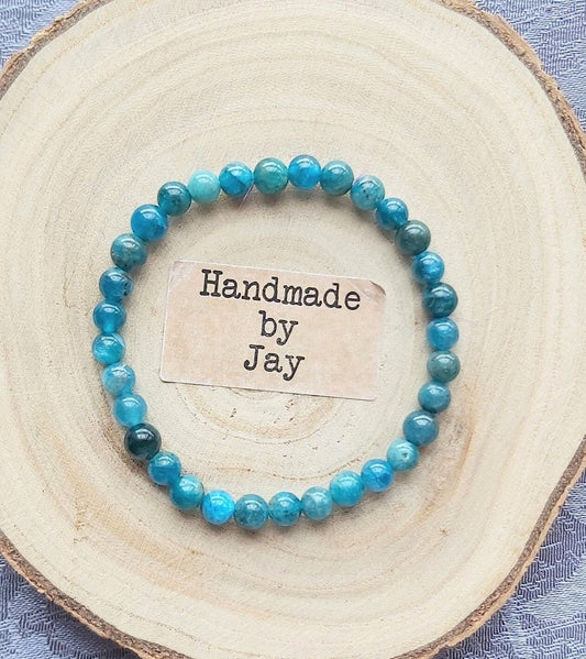 6mm Apatite Crystal Gemstone Beaded Bracelet Chakra