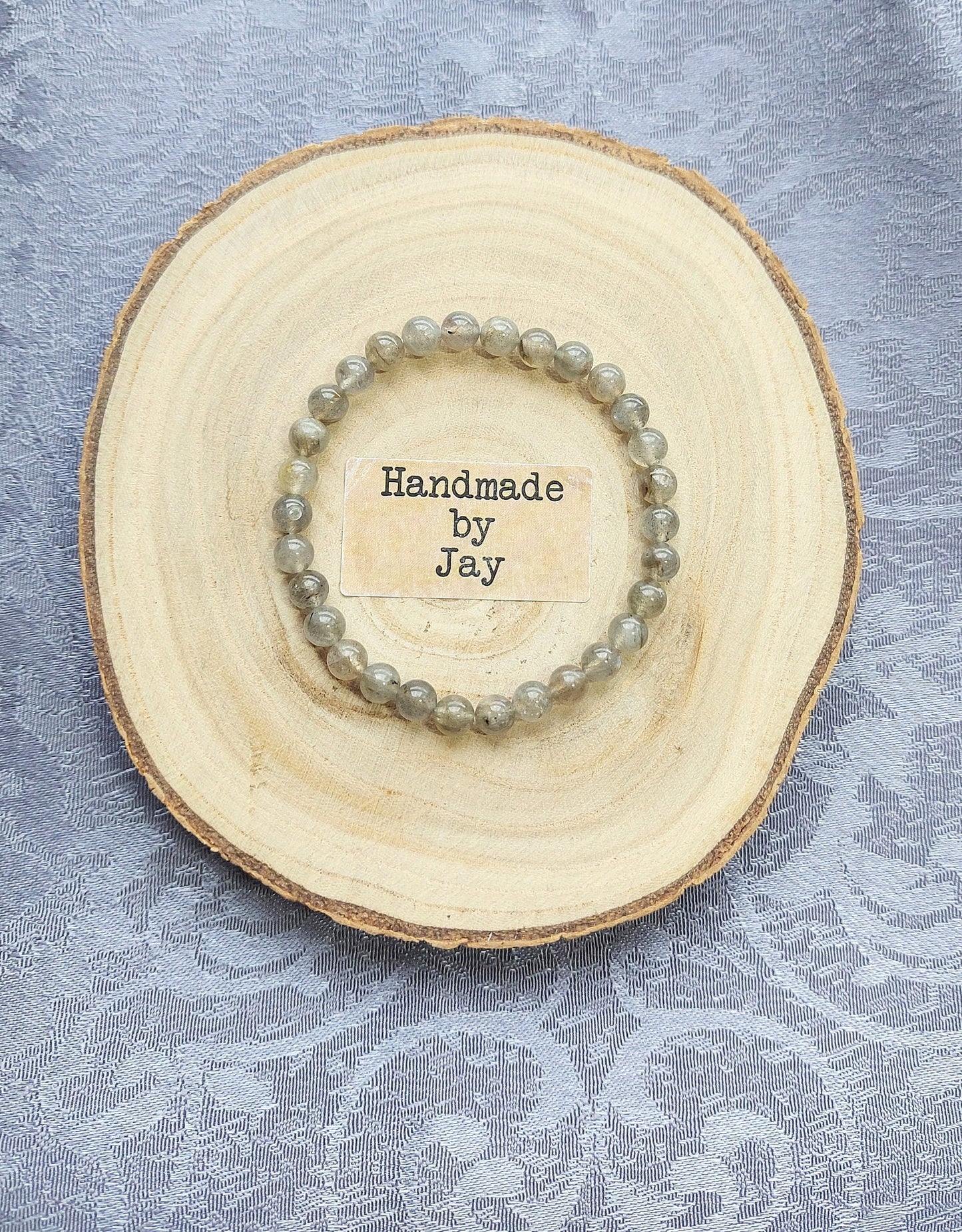 AAA Quality 8mm Grey Blue Flash Labradorite Crystal Beaded Chakra Bracelet