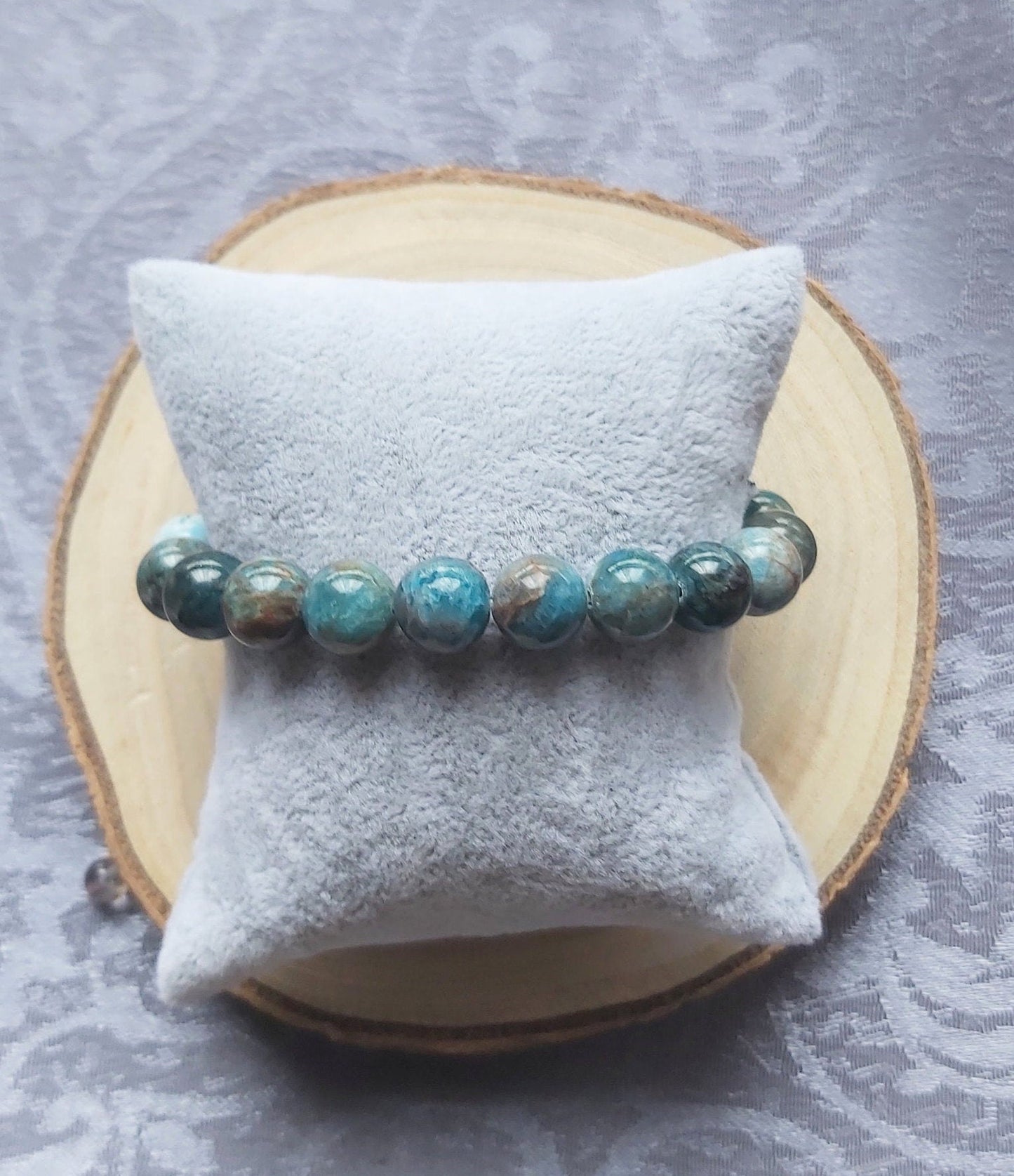 10mm Apatite Crystal Beaded Gemstone Beaded Bracelet