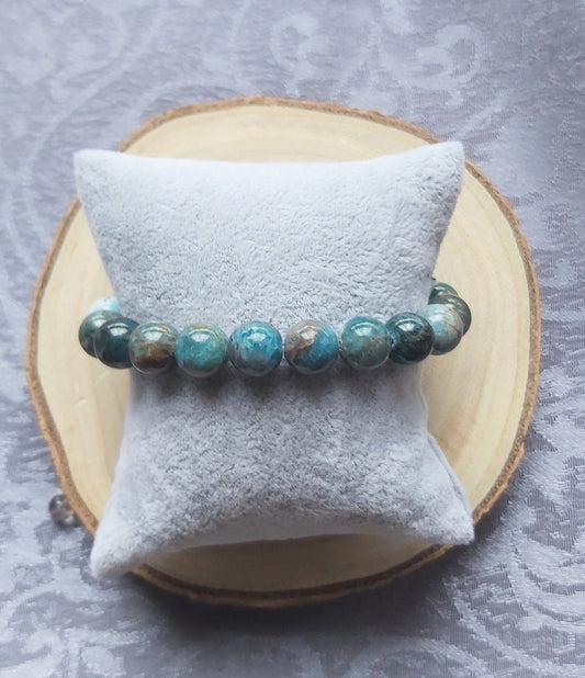 10mm Apatite Crystal Beaded Gemstone Beaded Bracelet