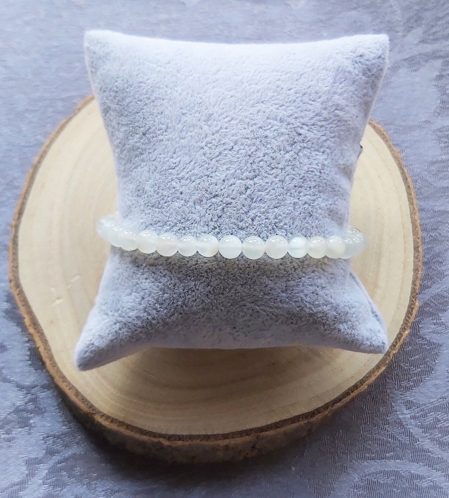 Handmade Moonstone Beaded Bracelet: 6mm Crystal Healing Gemstone