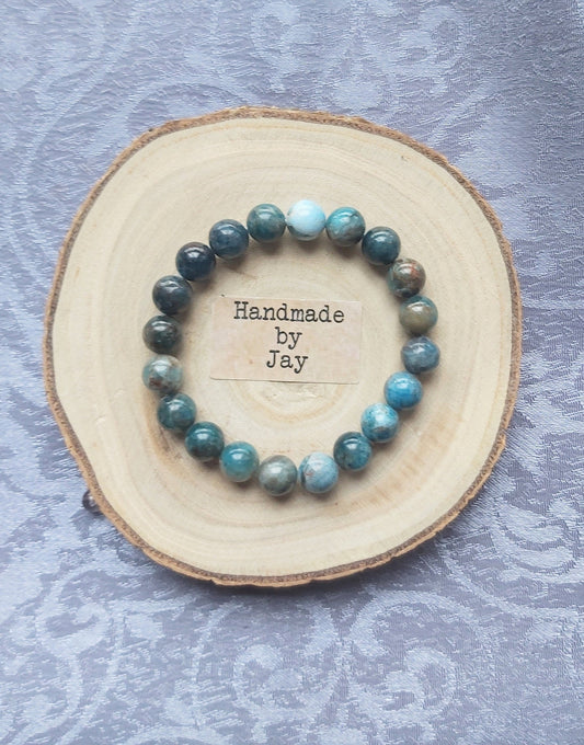 10mm Apatite Crystal Beaded Gemstone Beaded Bracelet
