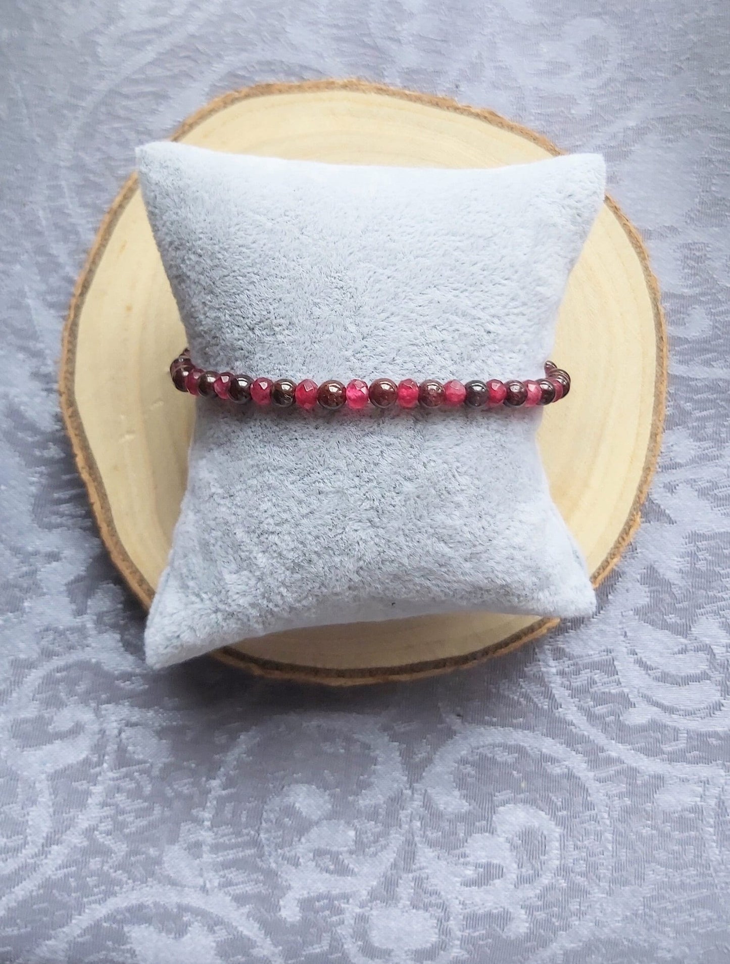 4mm AAA Garnet and Ruby Crystal Gemstone Beaded Bracelet Heart Chakra