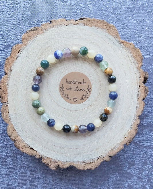 6mm IBS / Constipation /Bowel/ Colon and Digestive Issue Support Crystal Healing Gemstone Bracelet Solar Plexus and Heart Chakra