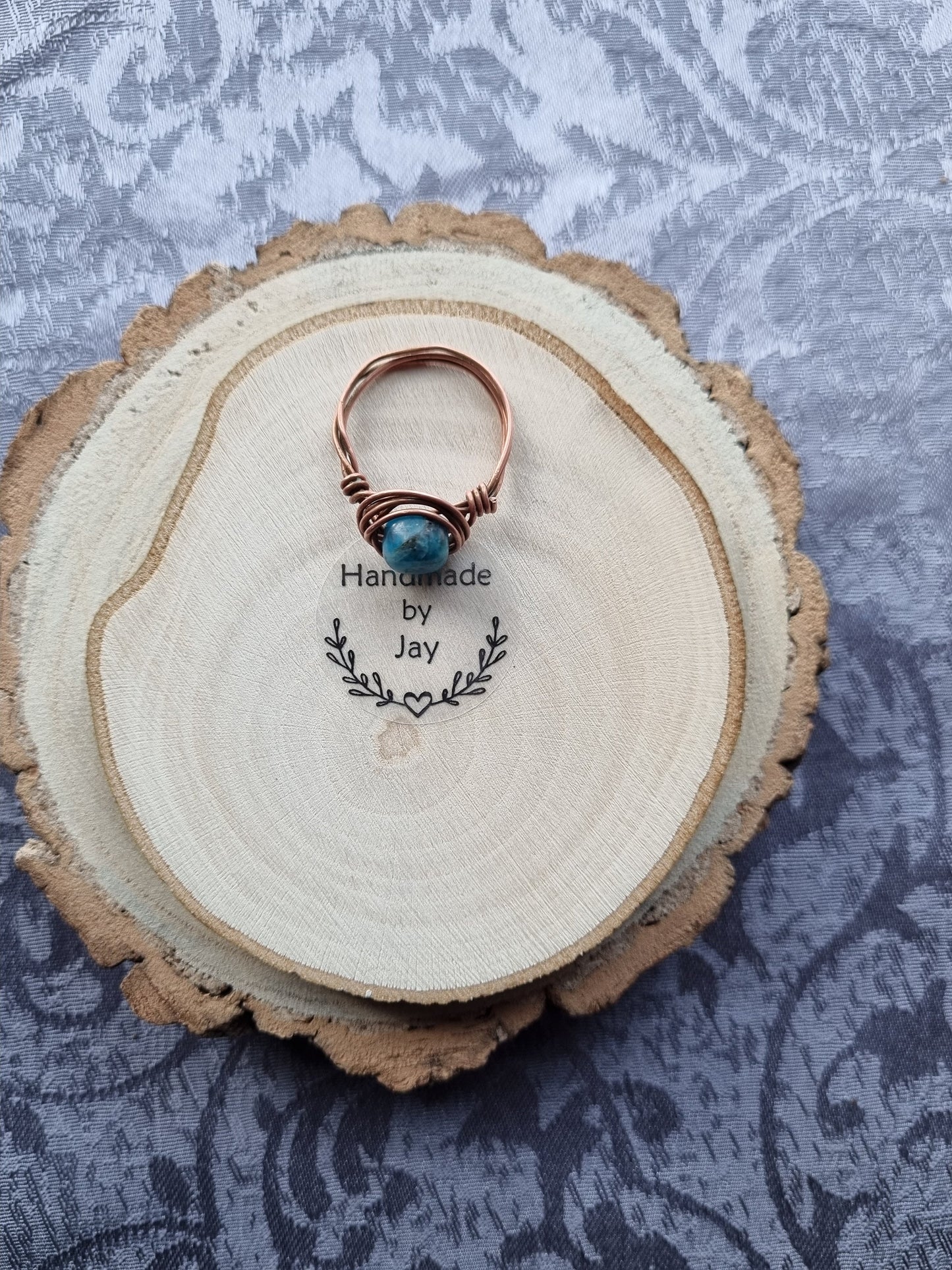 Handmade Apatite Crystal Ring: Non-Tarnishing Copper or Silver