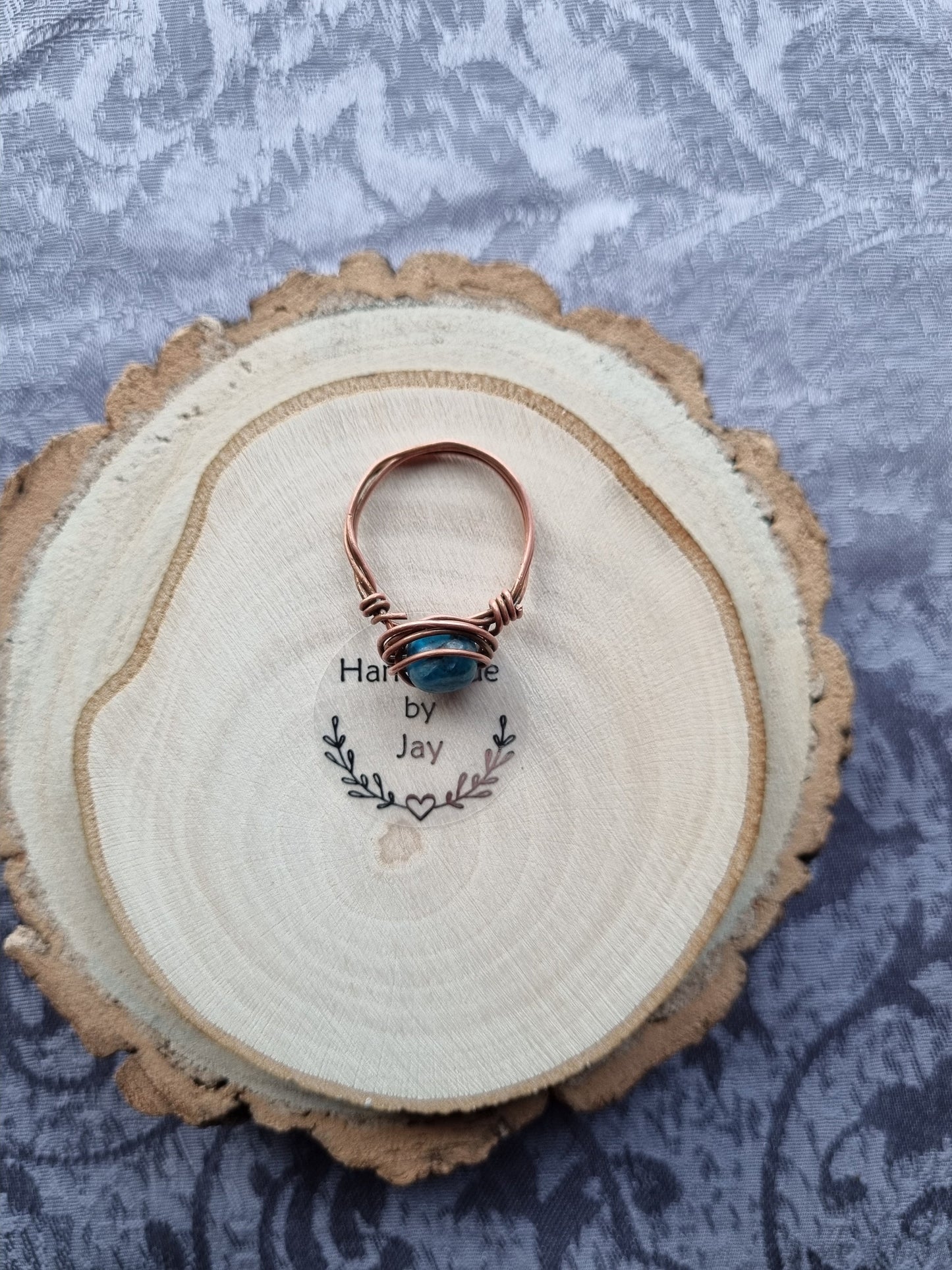 Handmade Apatite Crystal Ring: Non-Tarnishing Copper or Silver