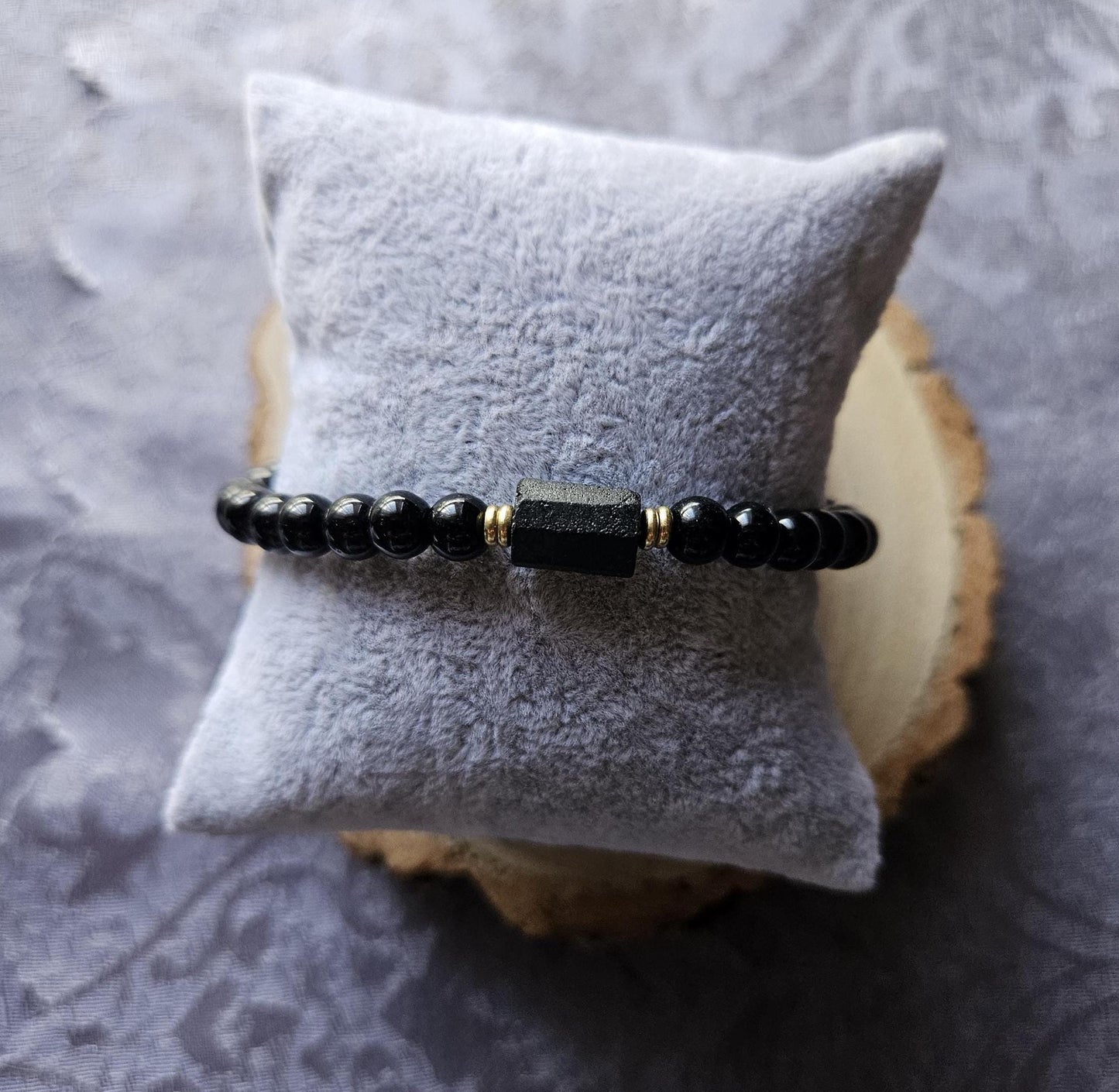 Handmade Black Tourmaline Crystal Bracelet: Grounding, Detox & Metabolism
