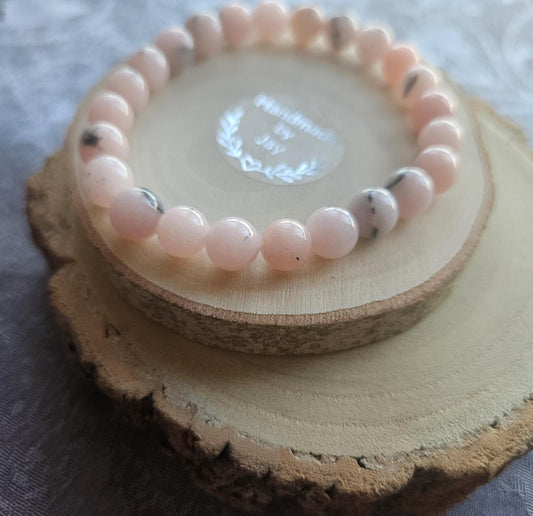 8mm Natural Pink Opal Calming, Fertility, Menopause and Helps with Balancing Hormones Crystal Healing Beaded Gemstone Bracelet
