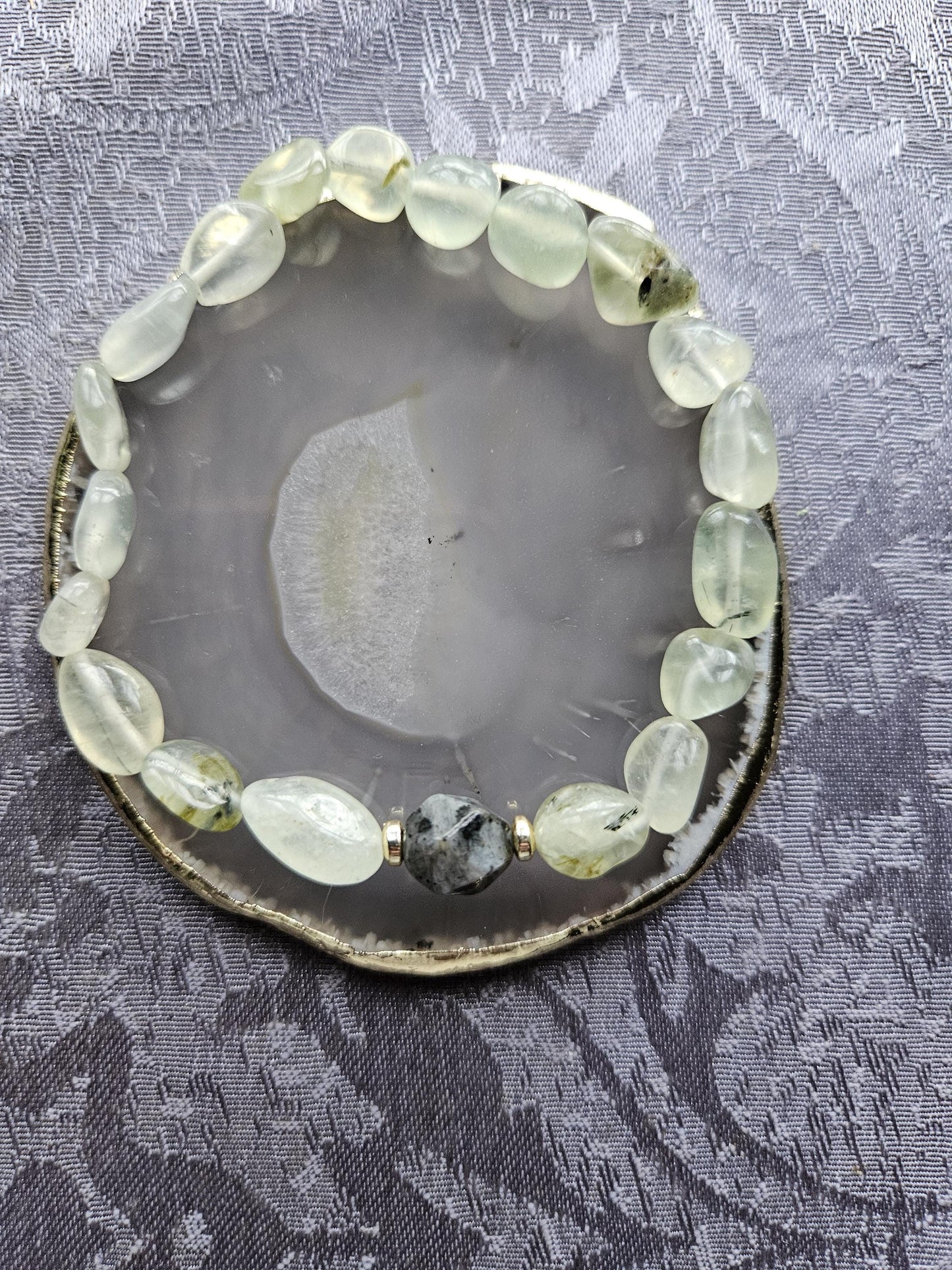 Prehnite & Labradorite Crystal Gemstone Beaded Bracelet Handmade Reiki Charged Gemstone Jewellery