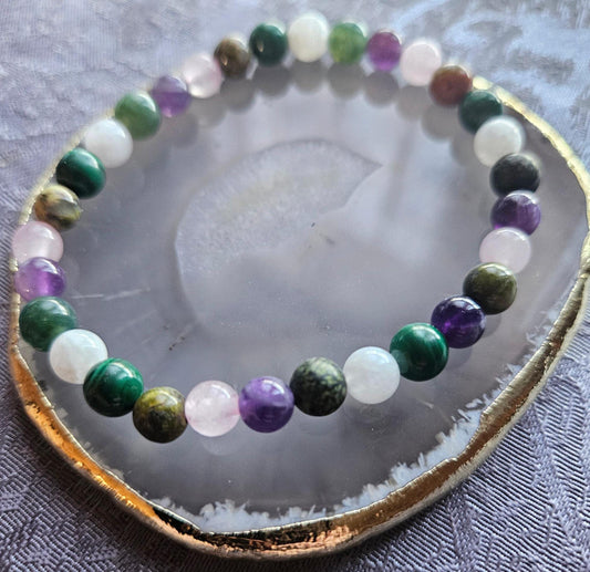 Pregnancy Crystal Bracelet: Amethyst, Moonstone, Rose Quartz