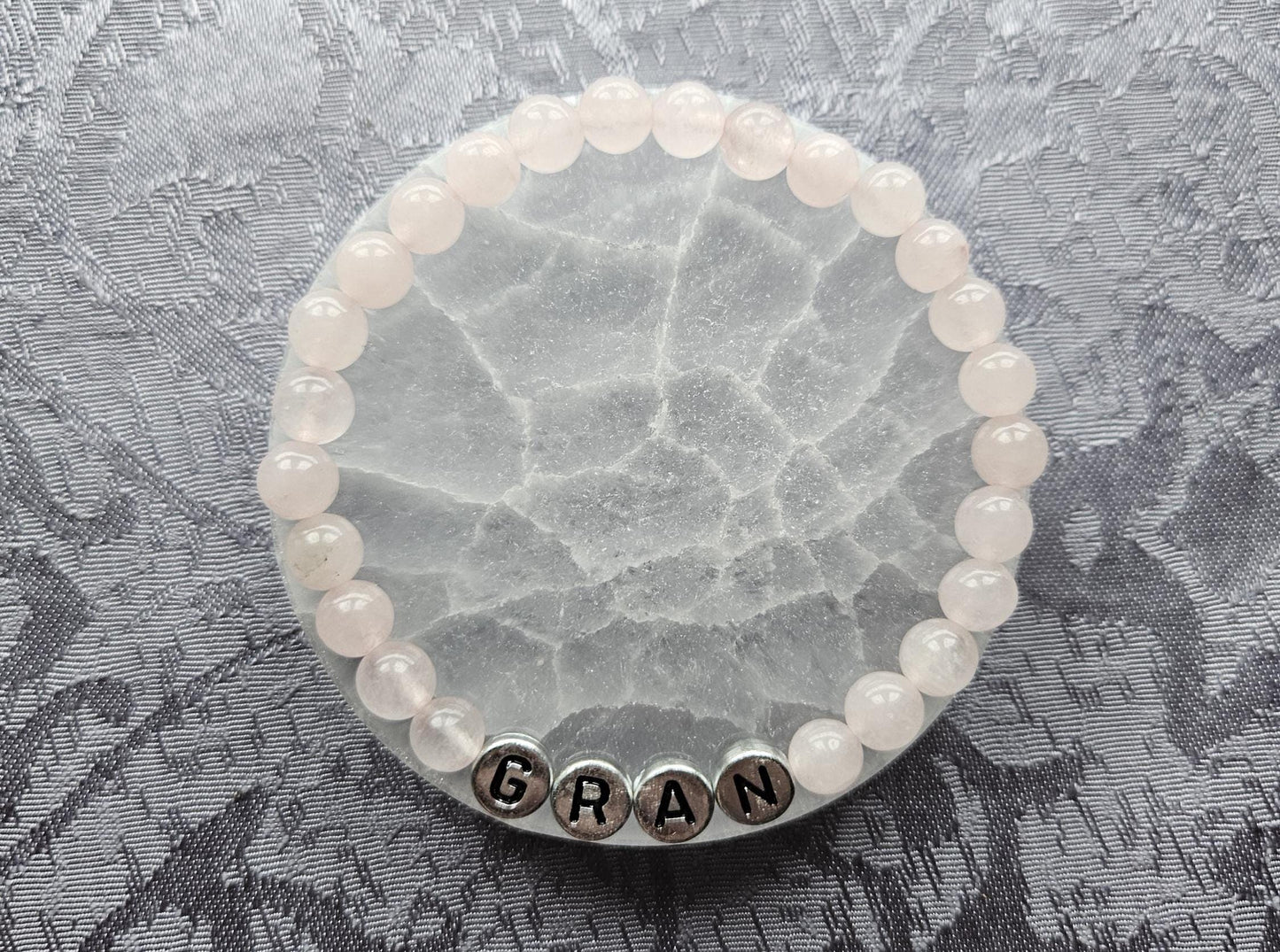 Personalized Gemstone Bracelet: Rose Quartz, Rhodochrosite & Rhodonite