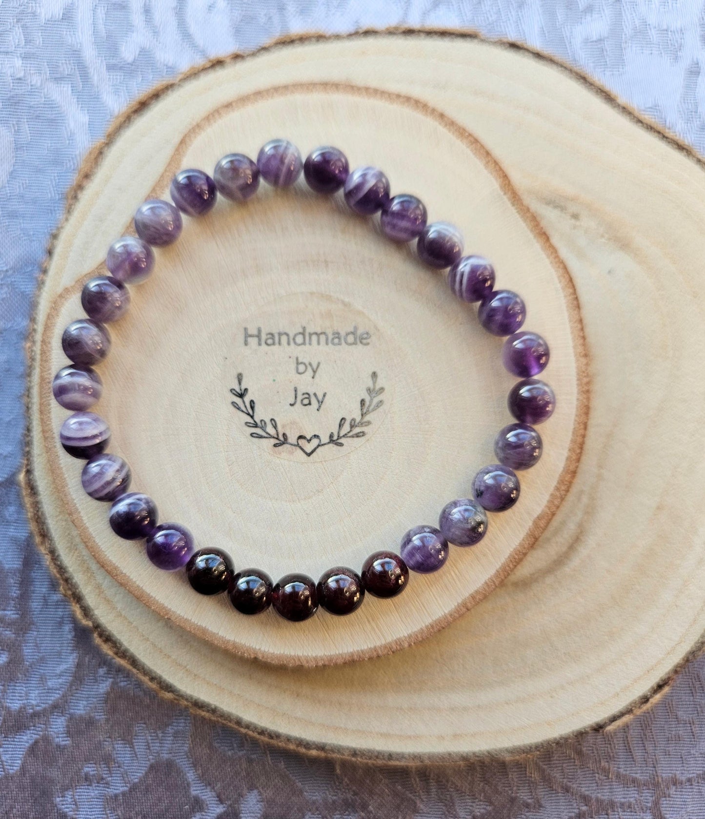 Natural Garnet and Amethyst Crystal Beaded Gemstone Bracelet Jewellery