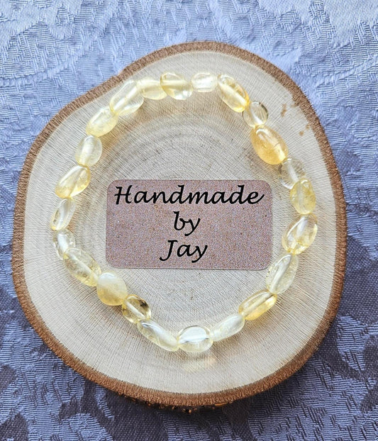 6-8mm Natural Citrine Crystal Healing Beaded Solar Plexus Chakra Bracelet