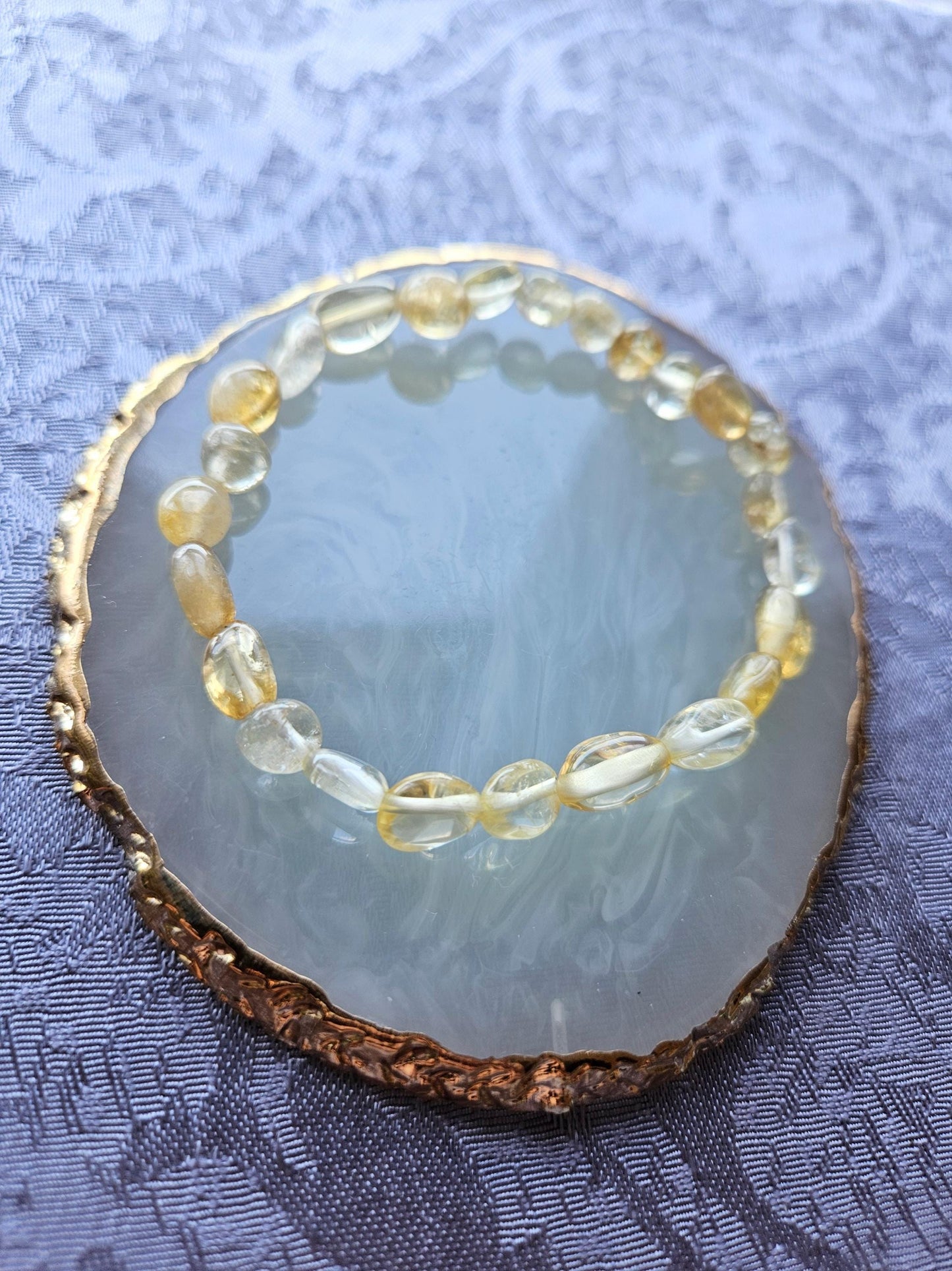 6-8mm Natural Citrine Crystal Healing Beaded Solar Plexus Chakra Bracelet