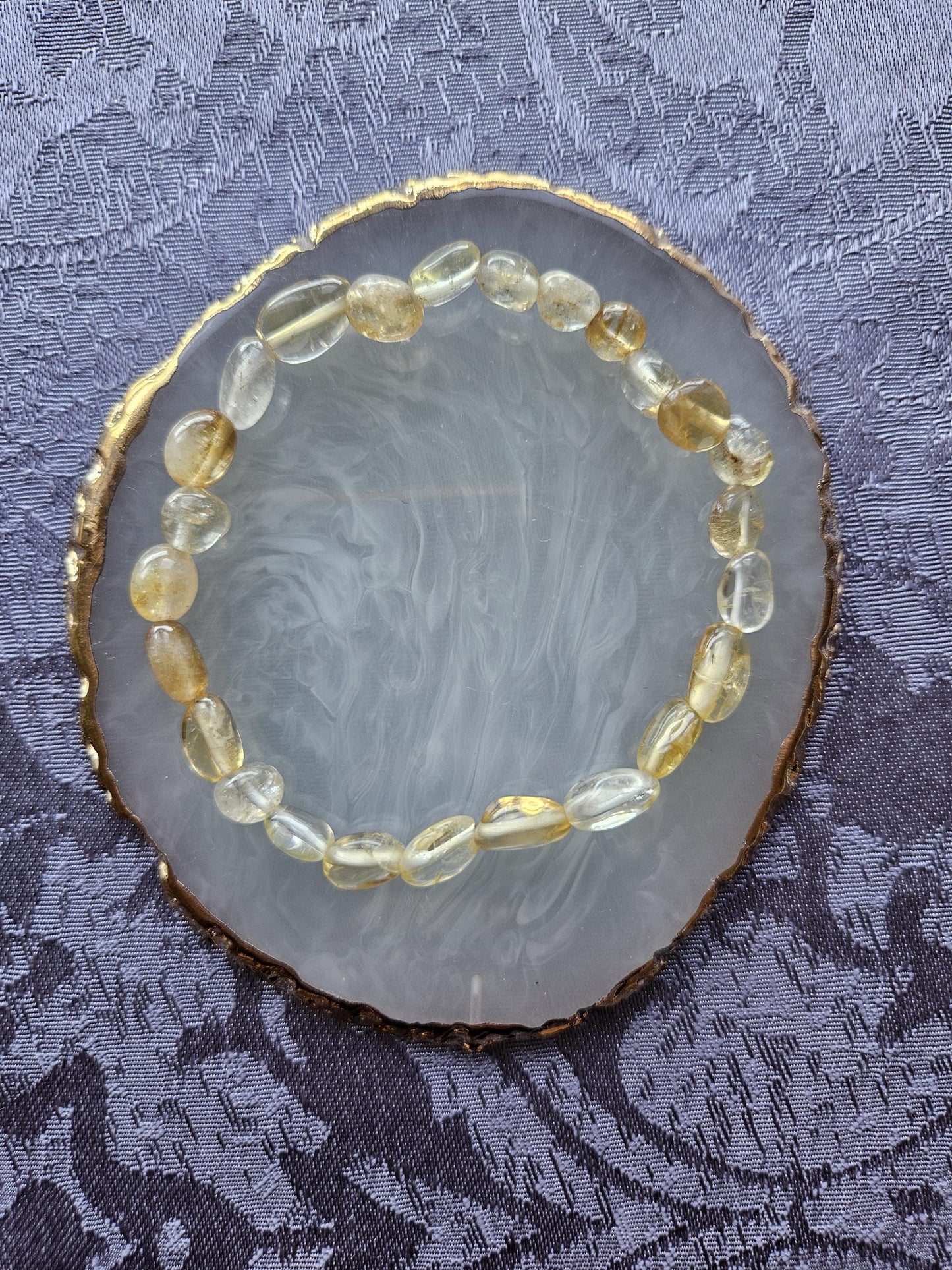 6-8mm Natural Citrine Crystal Healing Beaded Solar Plexus Chakra Bracelet