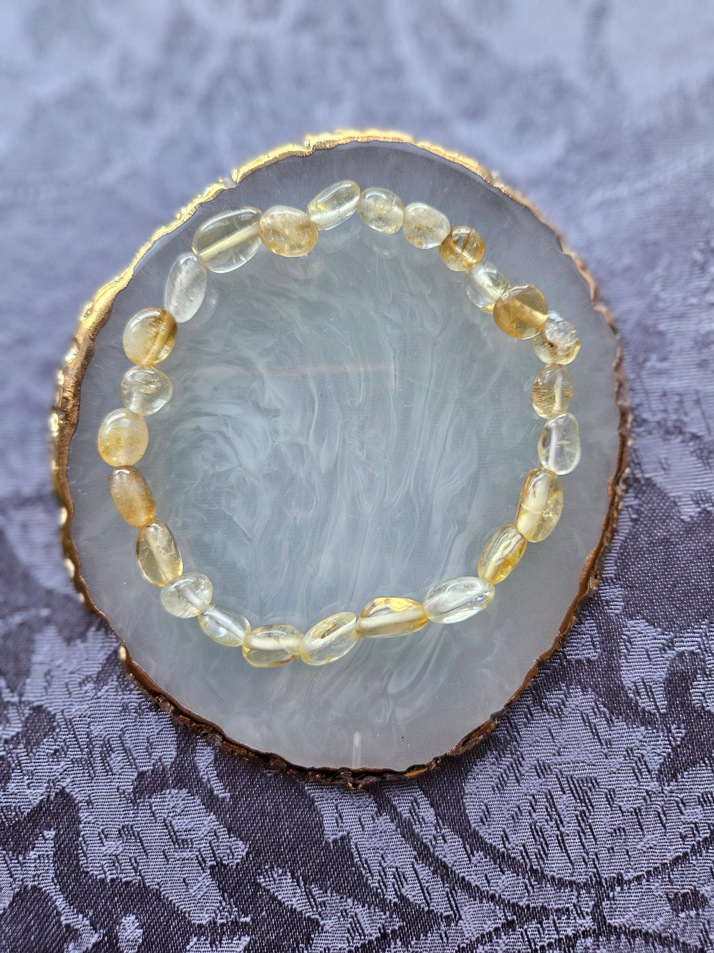 6-8mm Natural Citrine Crystal Healing Beaded Solar Plexus Chakra Bracelet