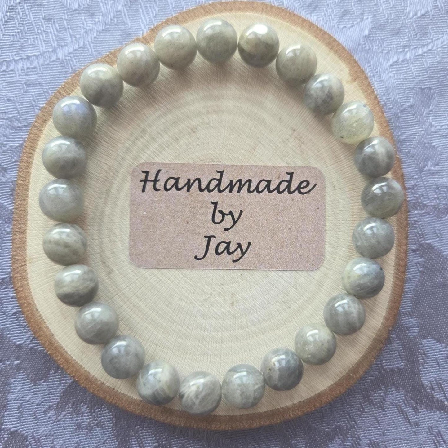 Labradorite Crystal Beaded Bracelet: Tree of Life Charm, Handmade Healing Jewelry