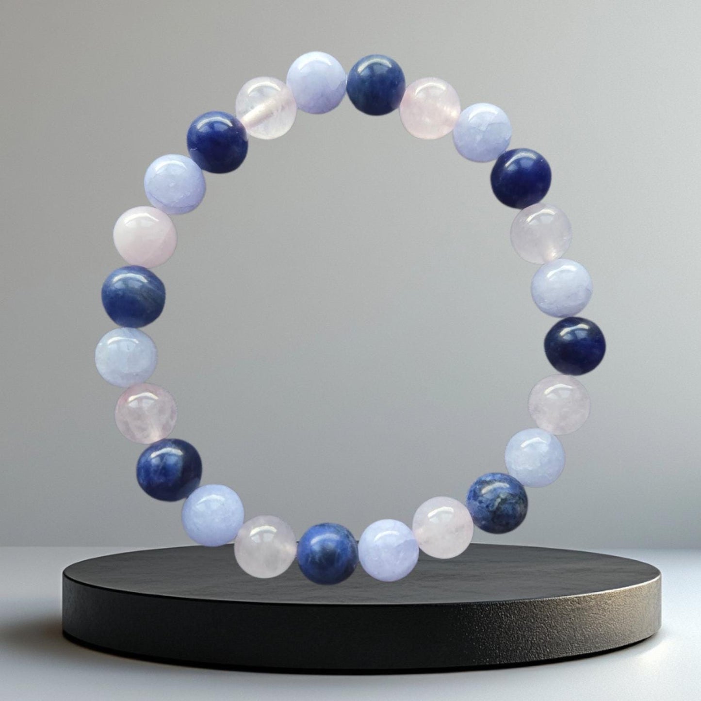 Crystal Healing Bracelet: Angelite, Sodalite, Rose Quartz Gemstones