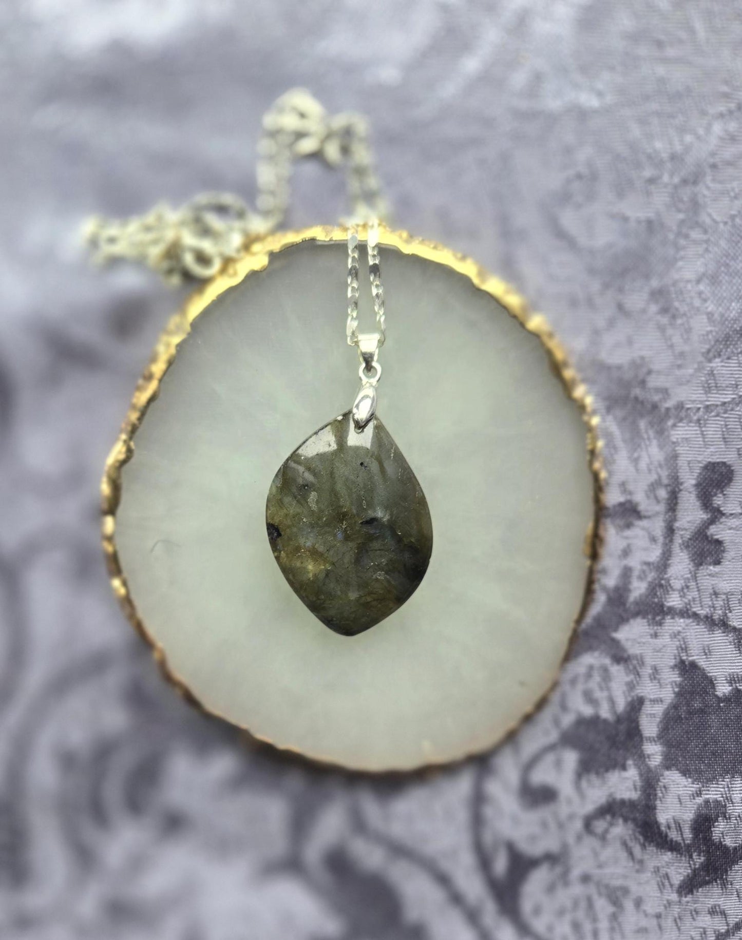 Natural Large Labradorite Crystal Gemstone Pendant