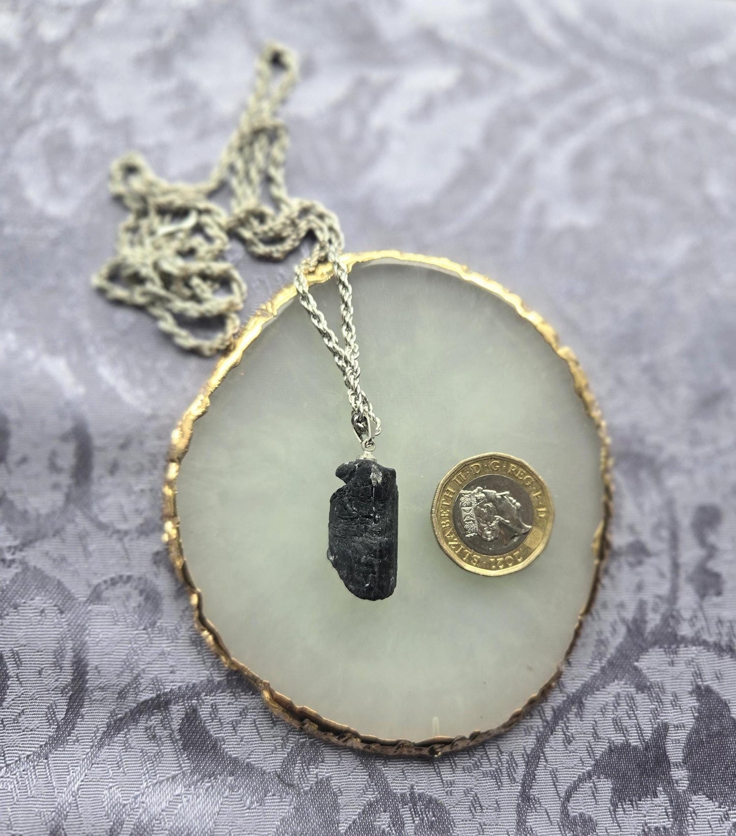 Natural Black Tourmaline Protection Crystal Healing Gemstone Pendant