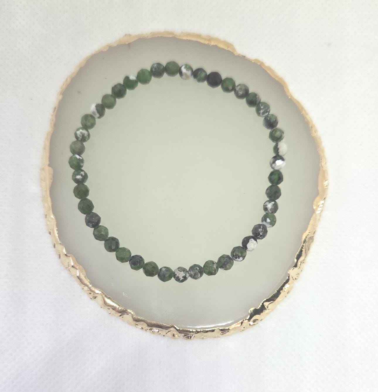 4mm Diopside Crystal Bracelet: Faceted Gemstone Beaded Healing Jewelry