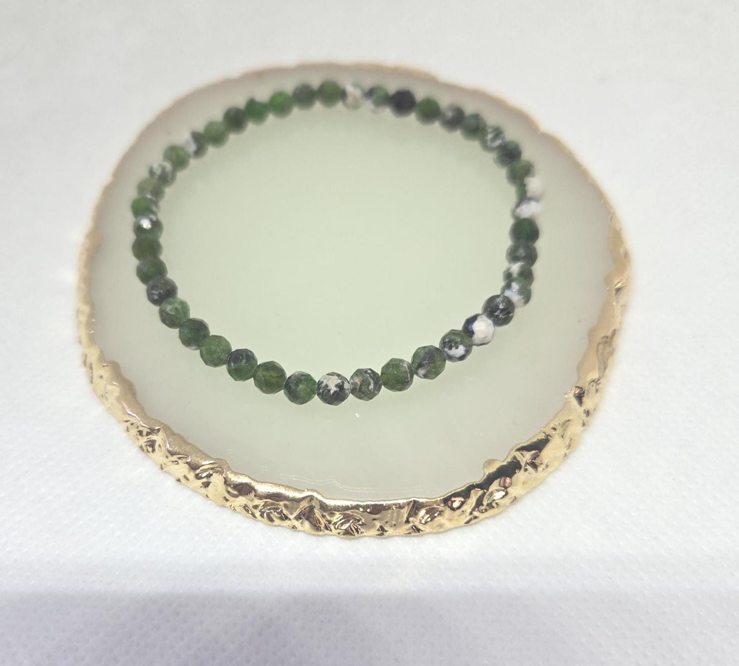 4mm Diopside Crystal Bracelet: Faceted Gemstone Beaded Healing Jewelry