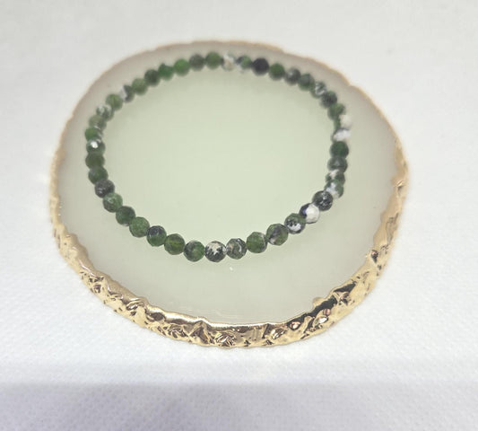 4mm Diopside Crystal Bracelet: Faceted Gemstone Beaded Healing Jewelry