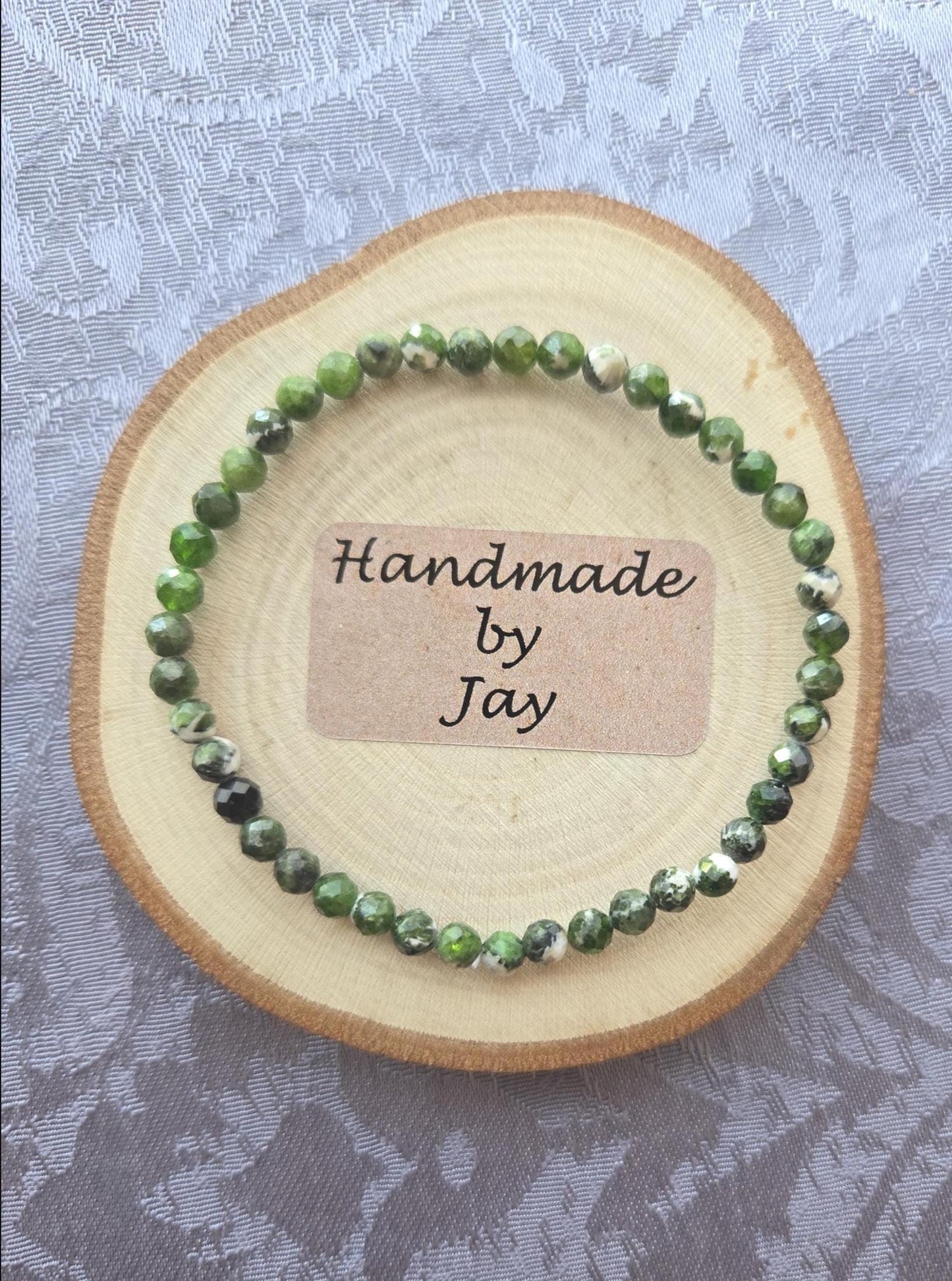 4mm Diopside Crystal Bracelet: Faceted Gemstone Beaded Healing Jewelry
