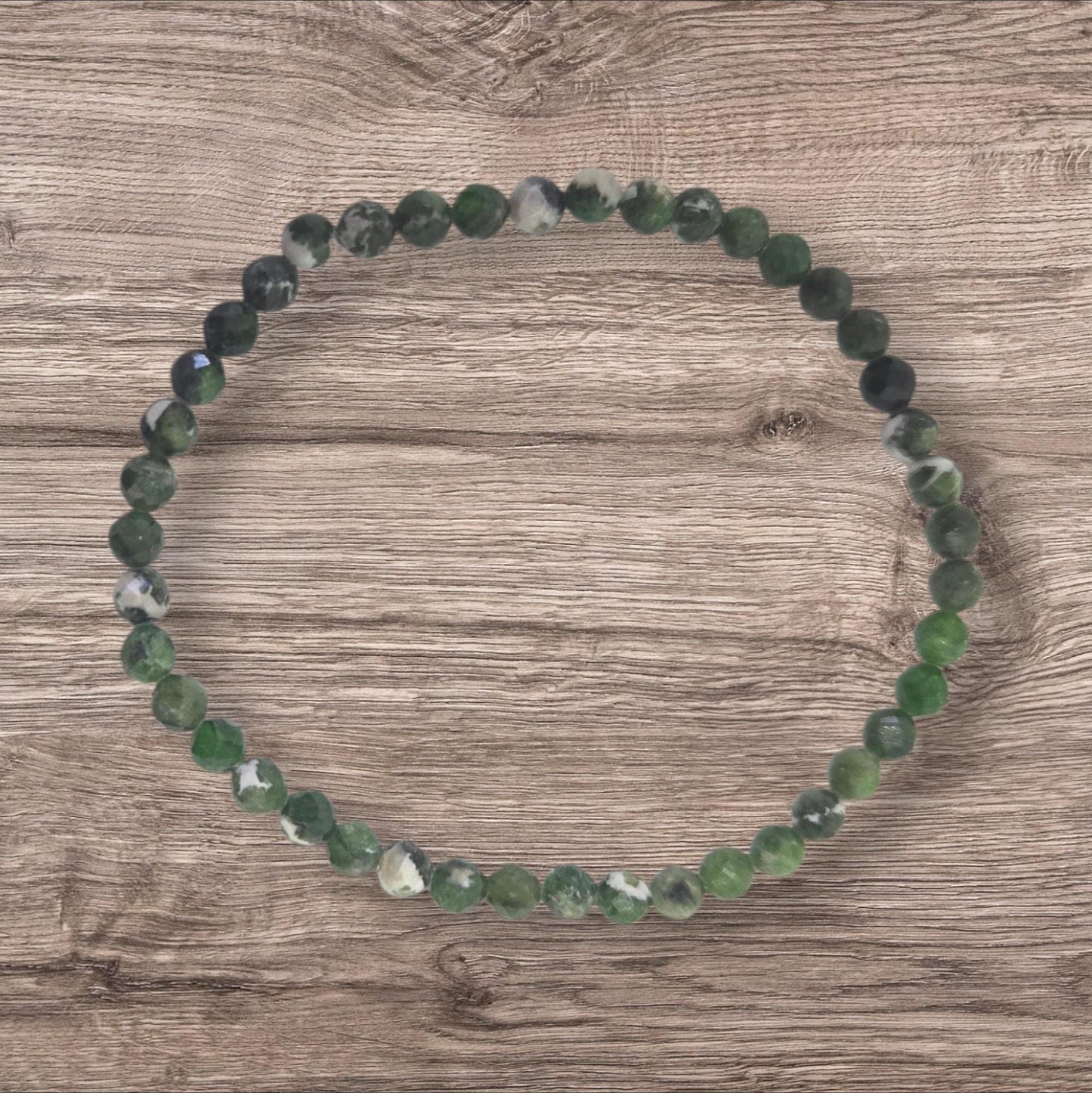 4mm Diopside Crystal Bracelet: Faceted Gemstone Beaded Healing Jewelry