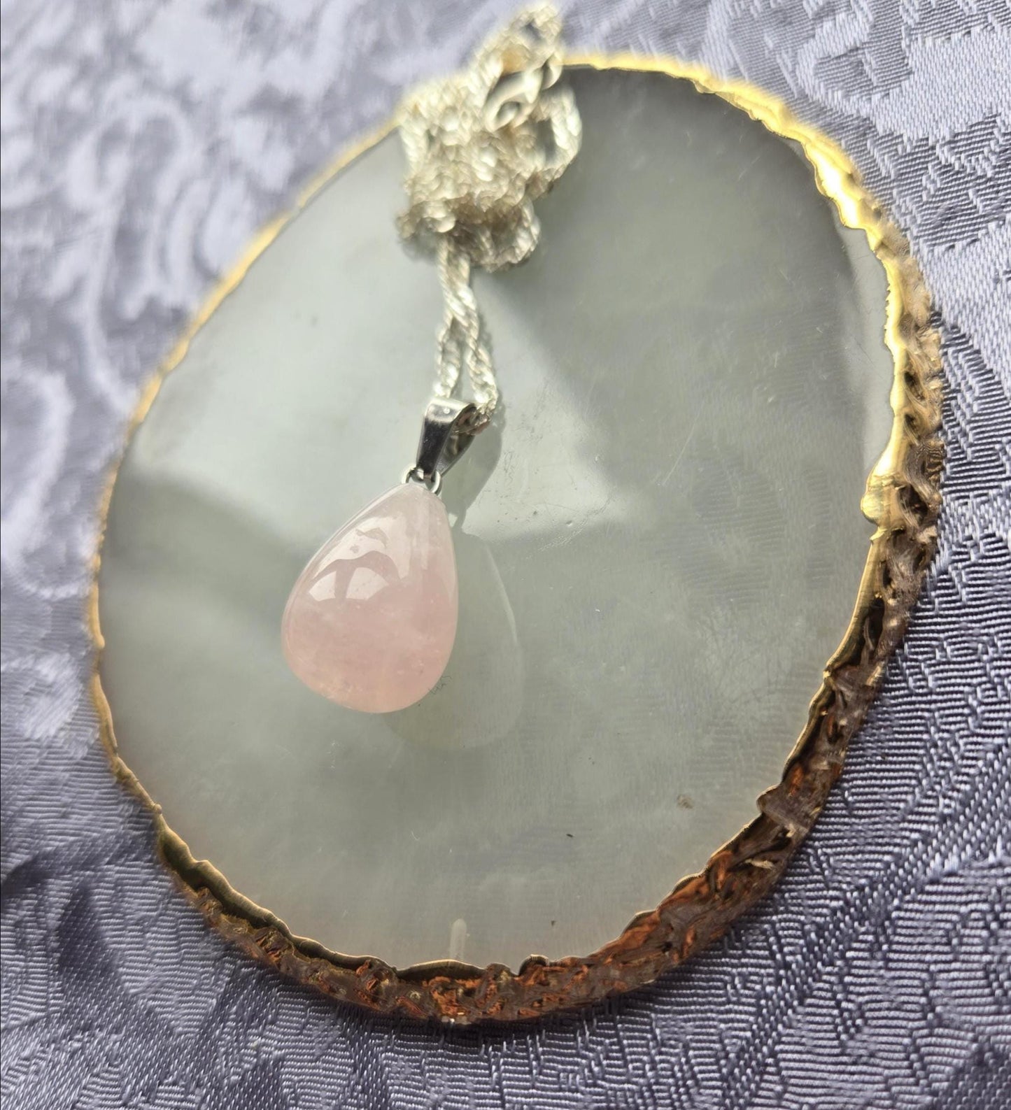 Rose Quartz for Love & Self-Esteem Pear Shape Crystal Heart Chakra Pendant