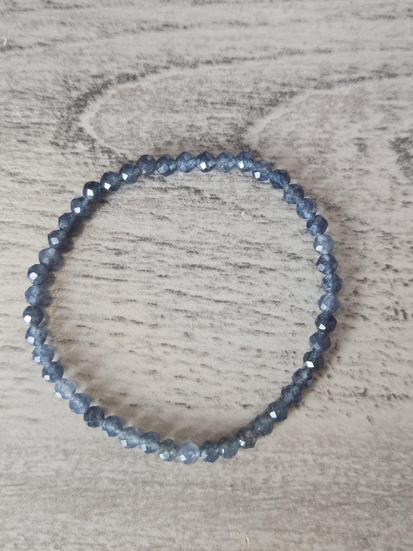 Natural 4x2mm Faceted Blue Sapphire Crystal Gemstone Beaded Bracelet