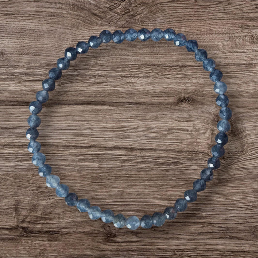 4x2mm Faceted Blue Sapphire Crystal Healing Gemstone Beaded Bracelet
