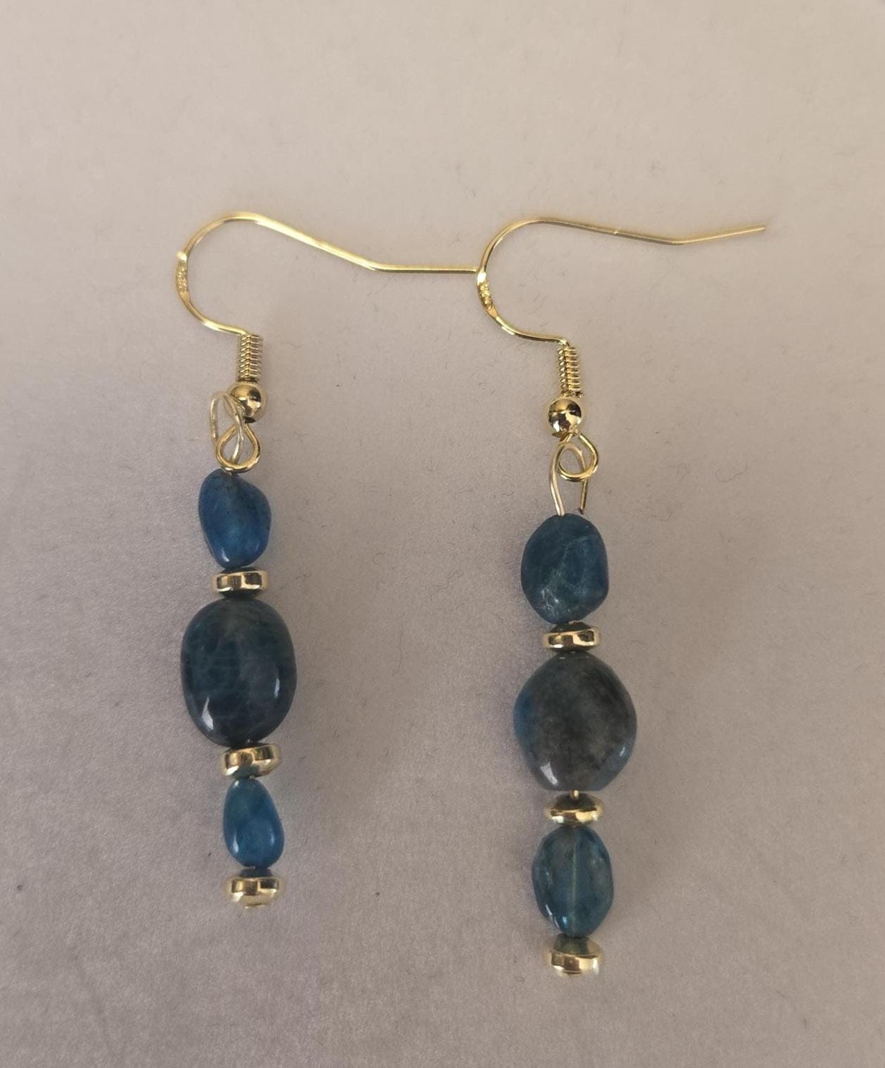 AAA Natural Apatite Crystal Stone Earrings in Gold or Silver