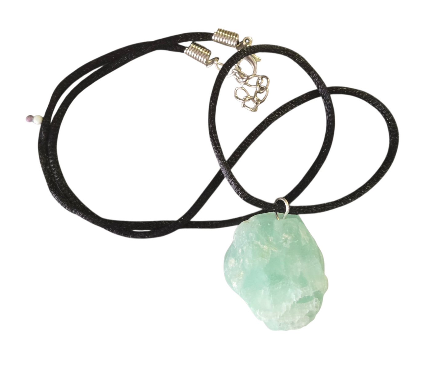 Raw Fluorite Crystal Pendant Reiki Gemstone Necklace
