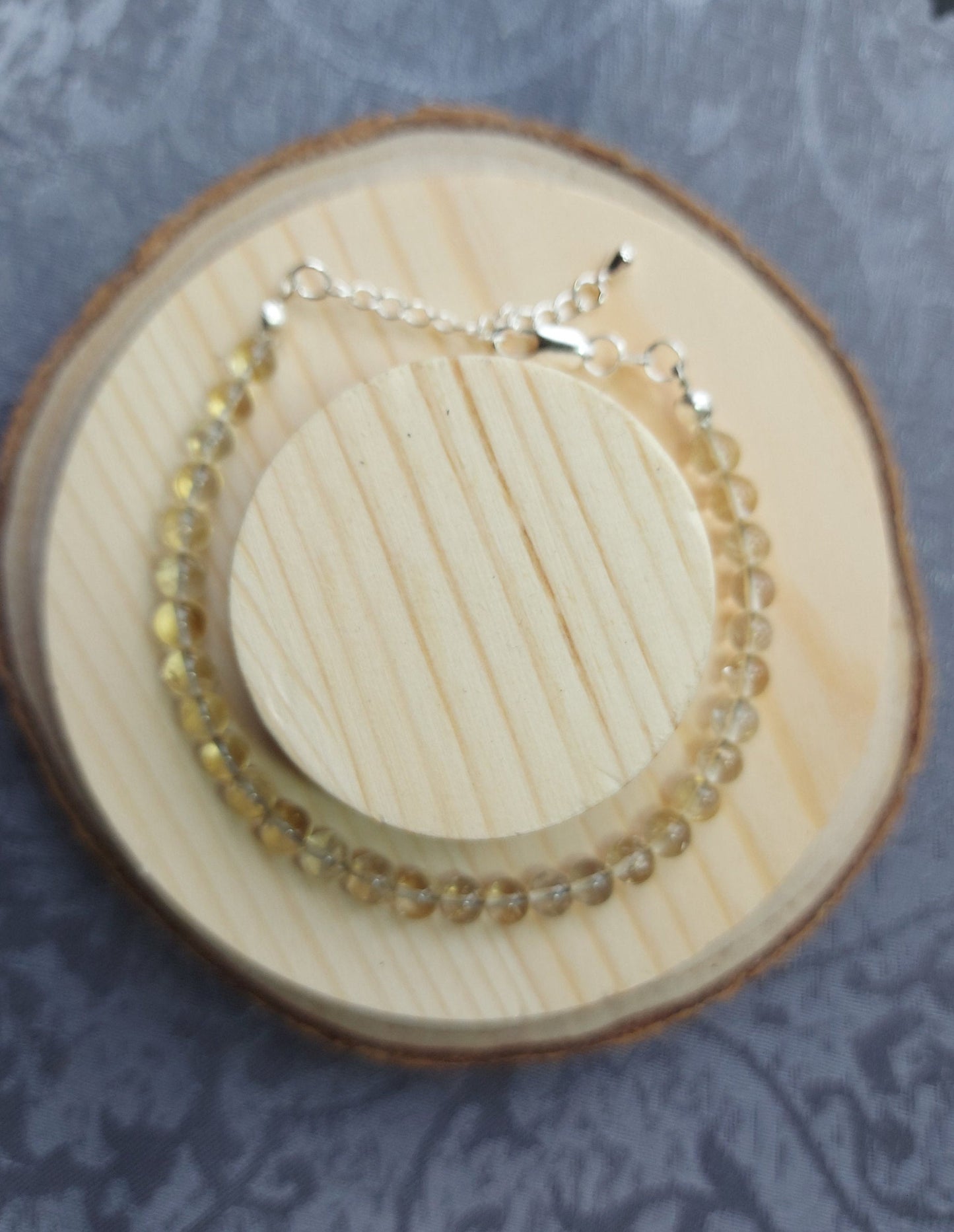 Golden Citrine Sterling Silver Crystal Beaded Solar Plexus Chakra Bracelet