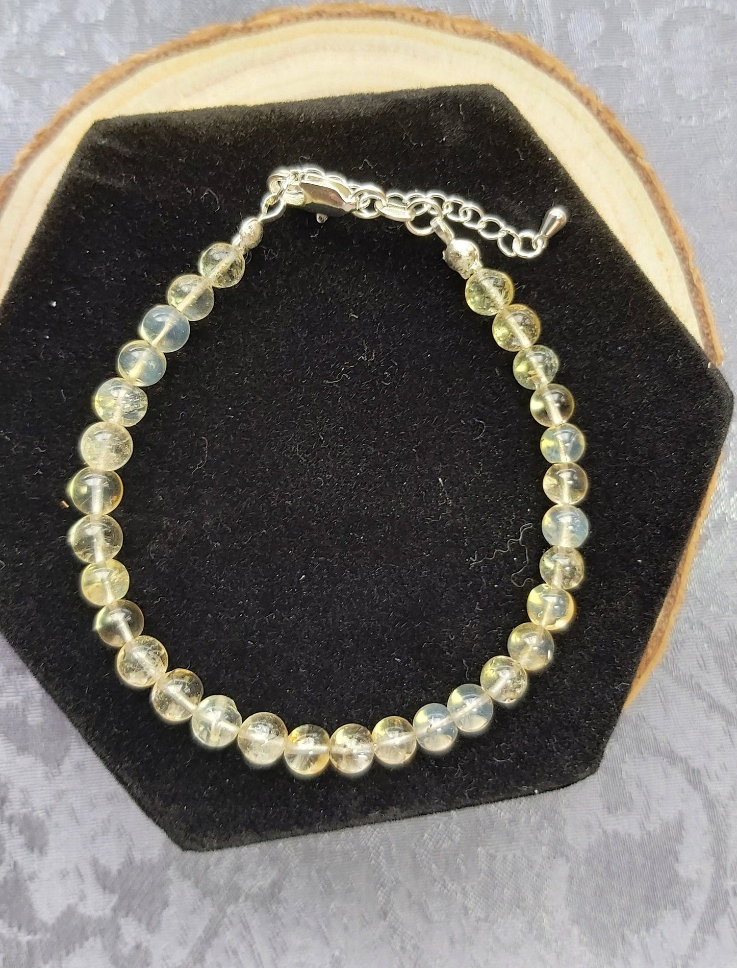 Golden Citrine Sterling Silver Crystal Beaded Solar Plexus Chakra Bracelet
